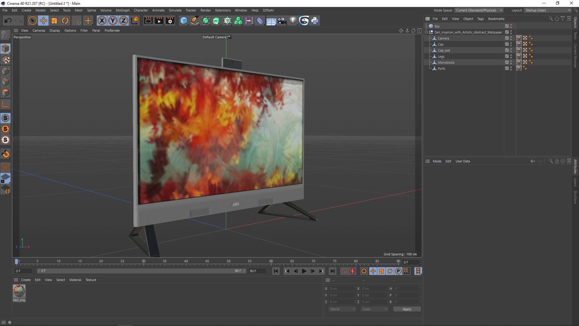 3D Dell Inspiron with Artistic Abstract Wallpaper