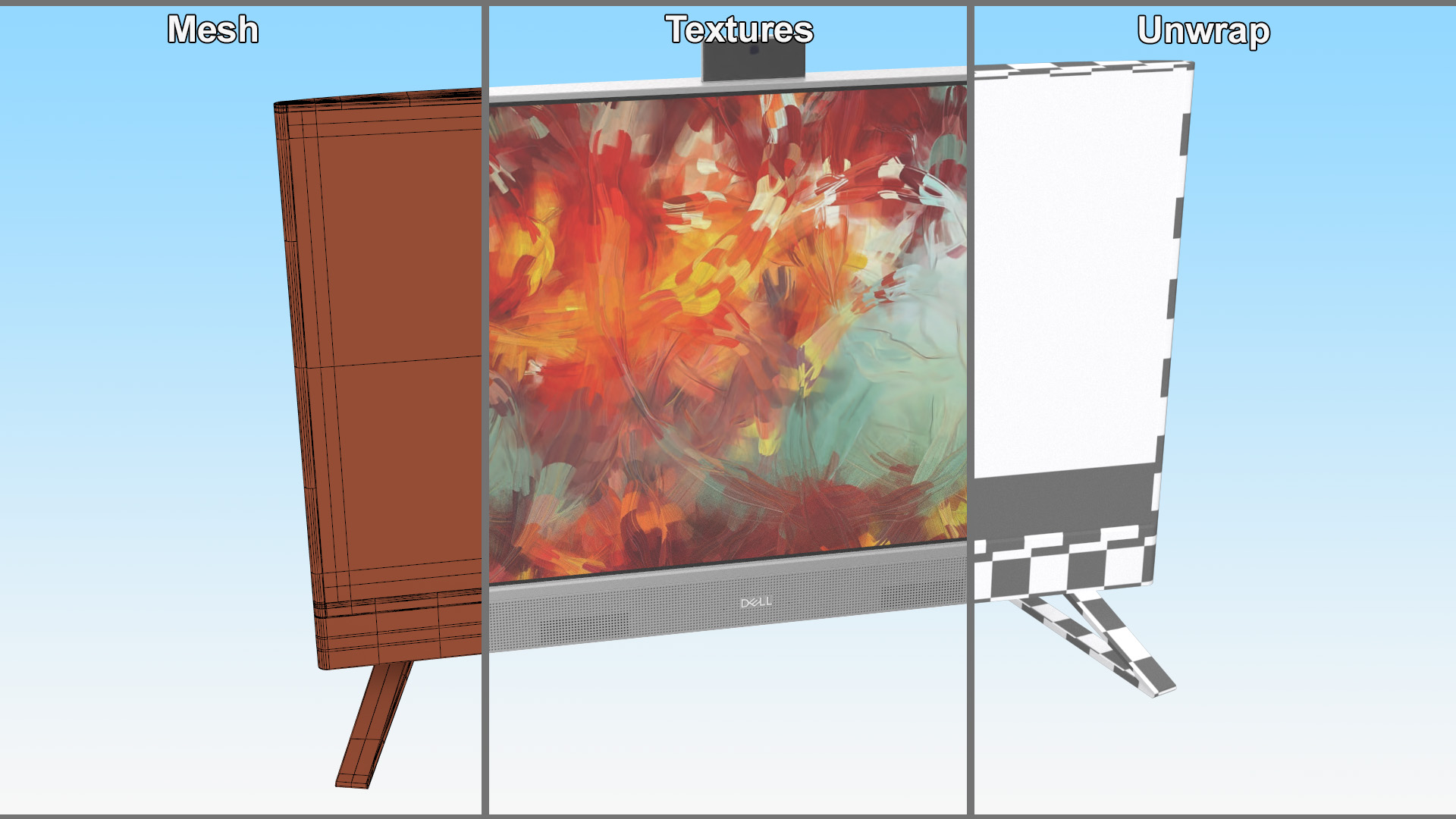3D Dell Inspiron with Artistic Abstract Wallpaper