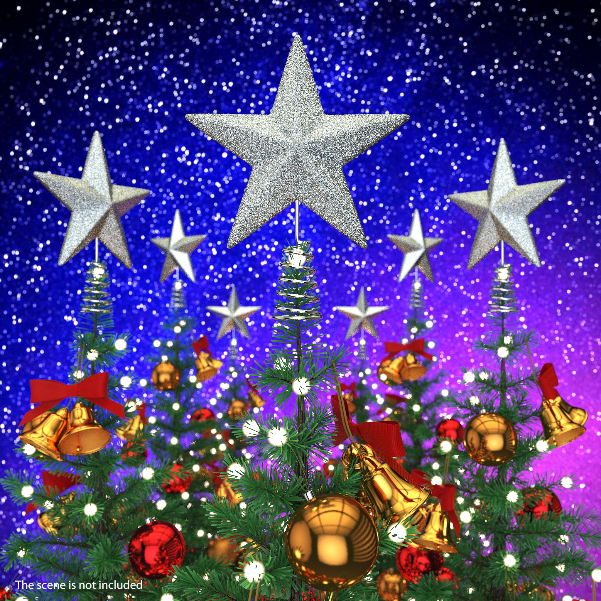 3D Silver Star Tree Topper model