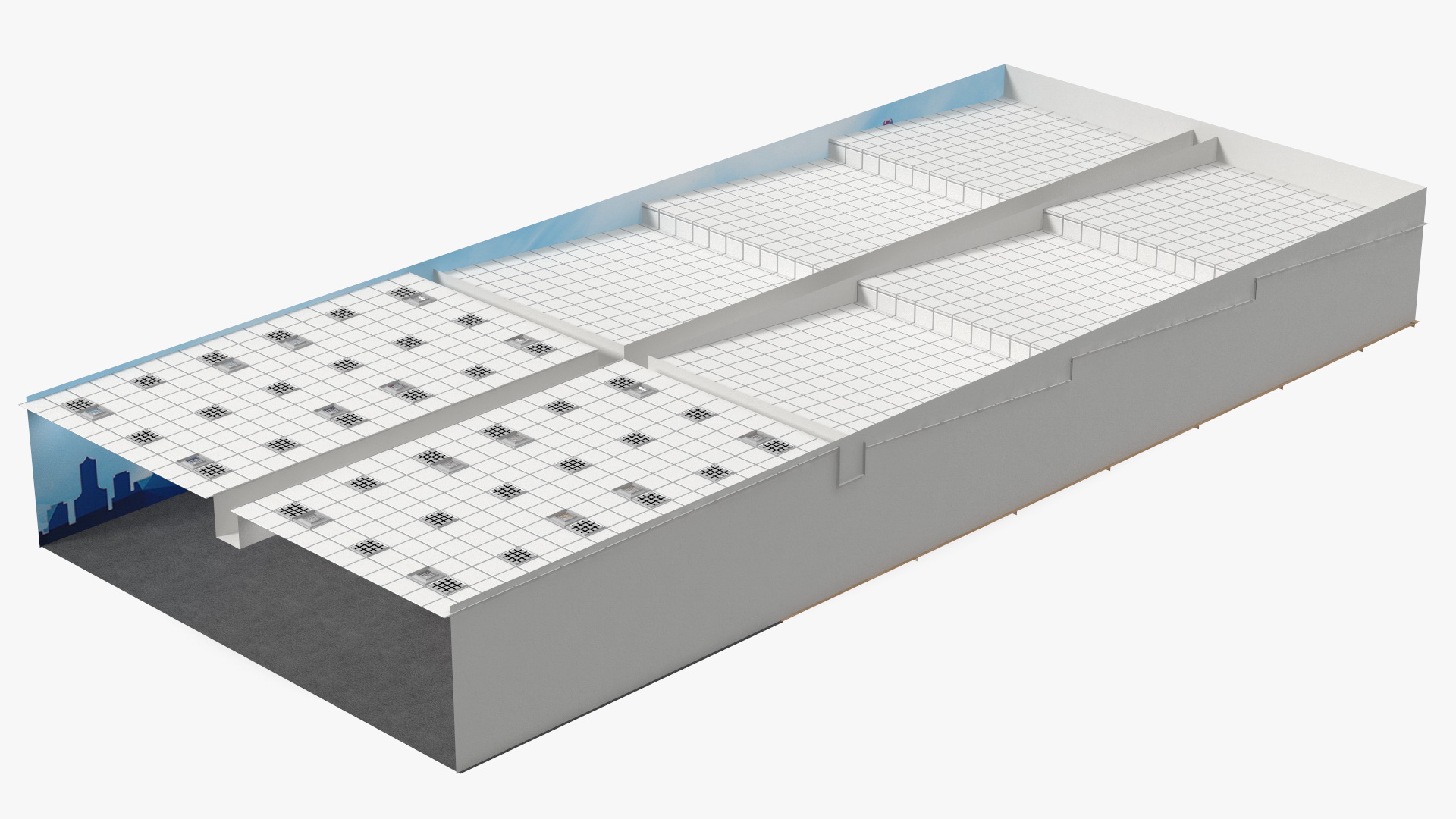 3D Interior of Bowling Center with Furniture