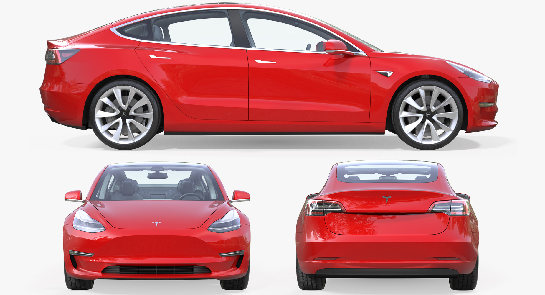 3D model Tesla Model 3 Rigged