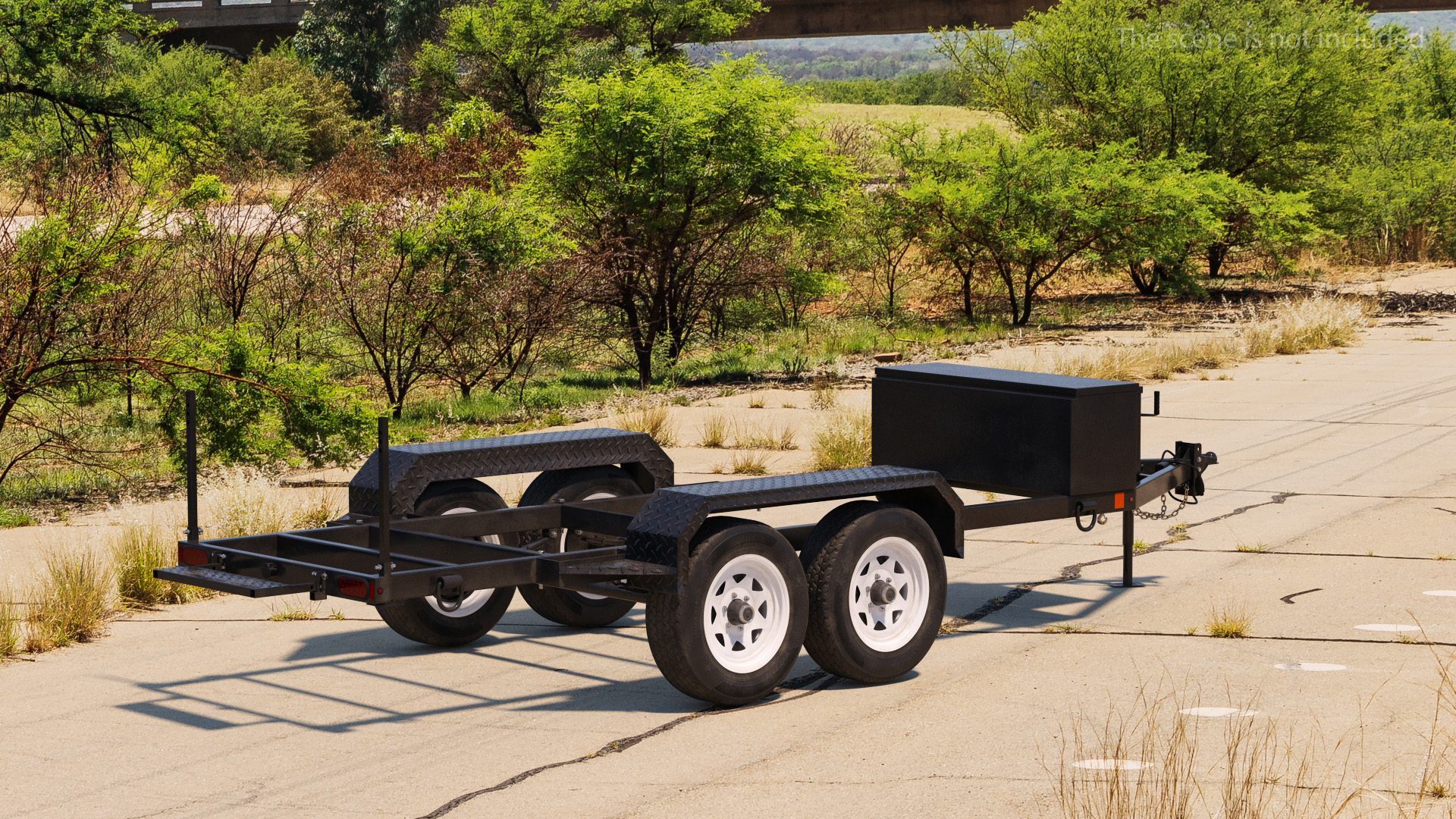 3D Heavy Duty 4 Wheel Trailer Rigged model