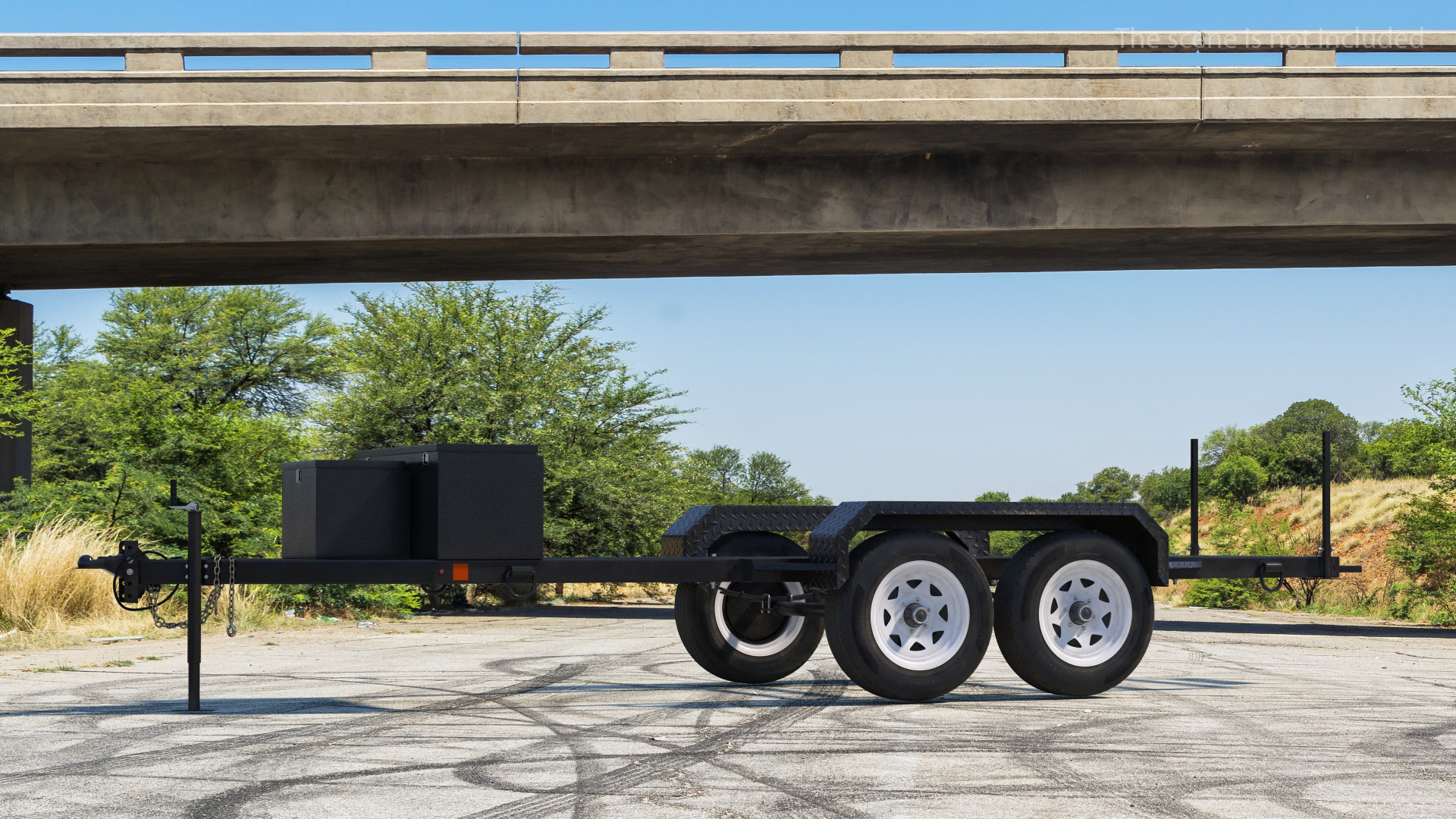 3D Heavy Duty 4 Wheel Trailer Rigged model