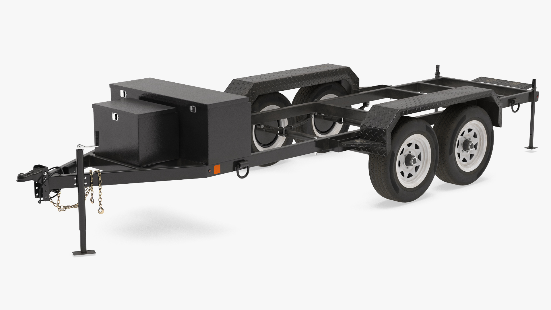 3D Heavy Duty 4 Wheel Trailer Rigged model