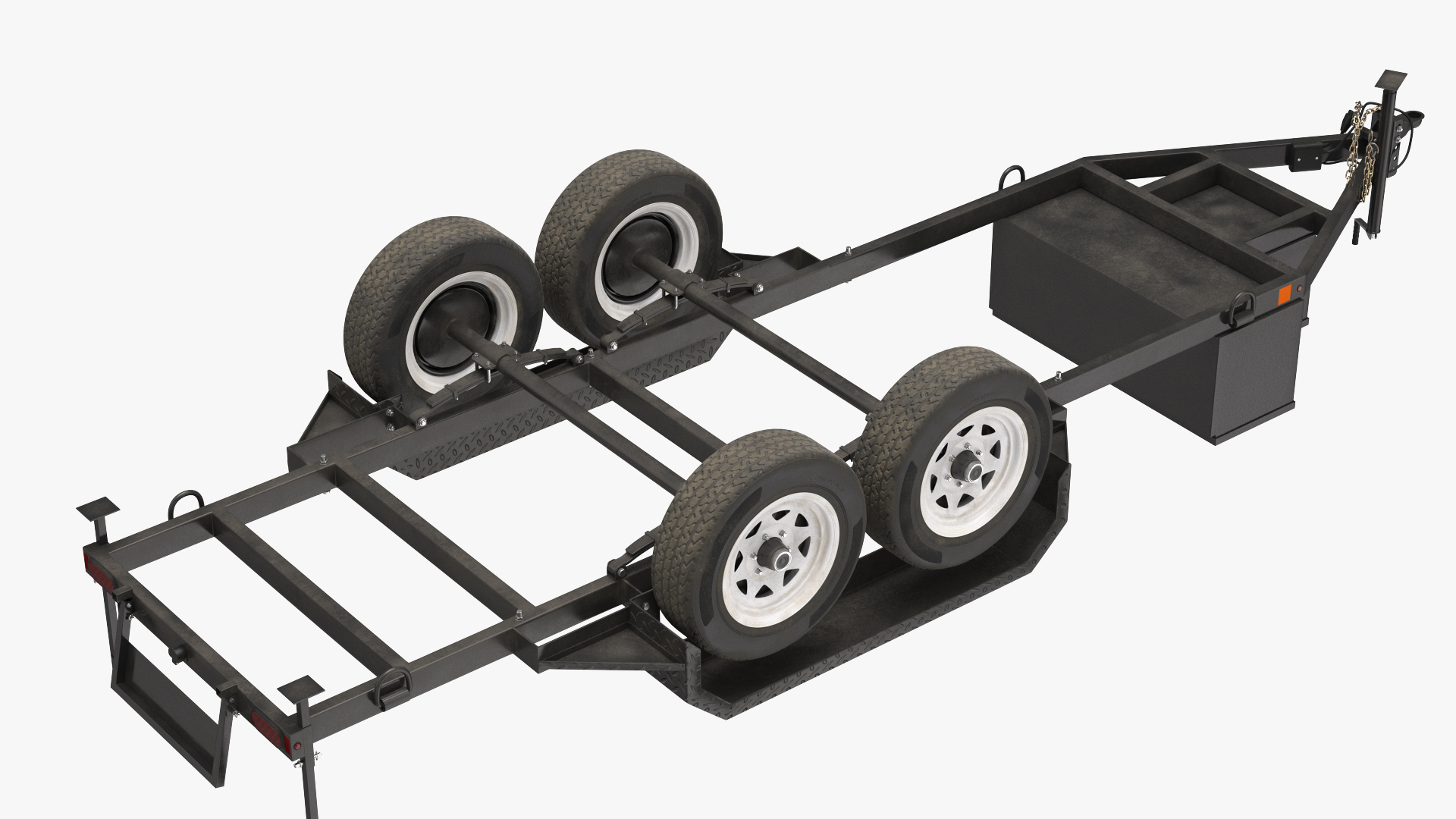 3D Heavy Duty 4 Wheel Trailer Rigged model