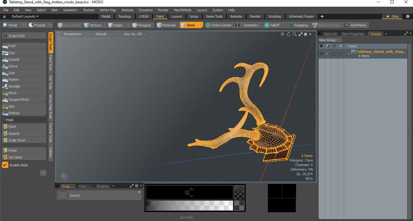 Tabletop Stand with Stag Antlers 3D