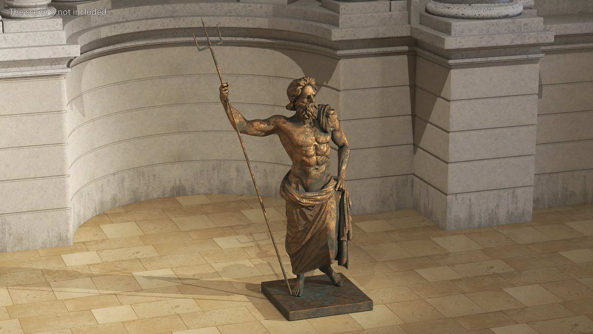 Poseidon Greek God Statue Bronze 3D