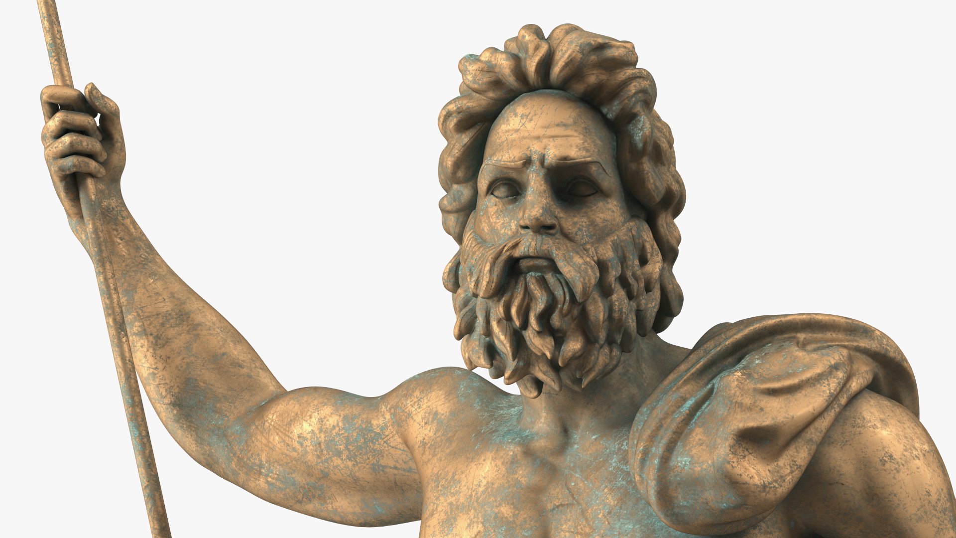 Poseidon Greek God Statue Bronze 3D