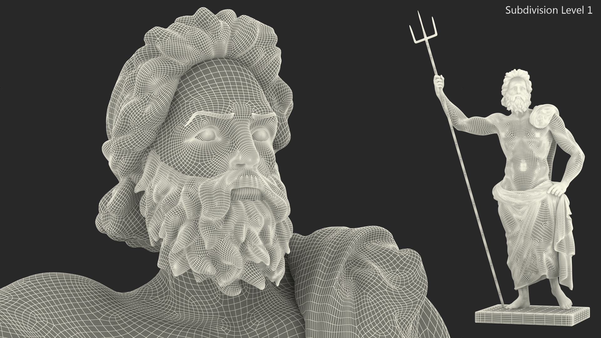 Poseidon Greek God Statue Bronze 3D