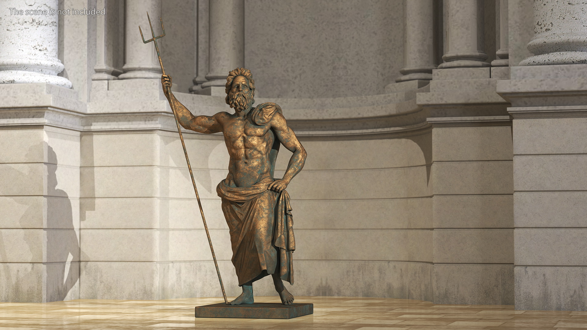 Poseidon Greek God Statue Bronze 3D
