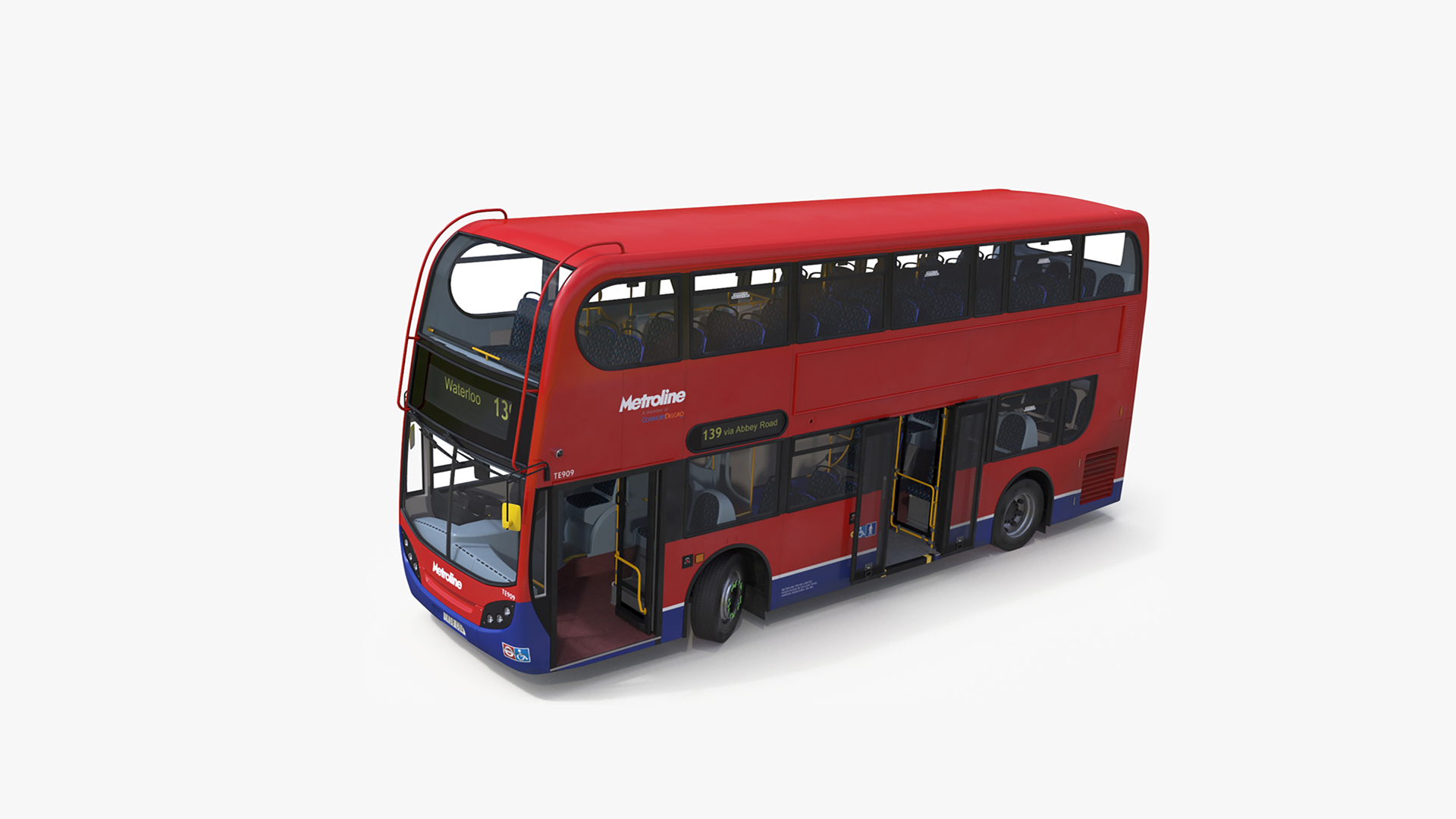 3D London Double Decker Bus Enviro 400 Rigged for Cinema 4D