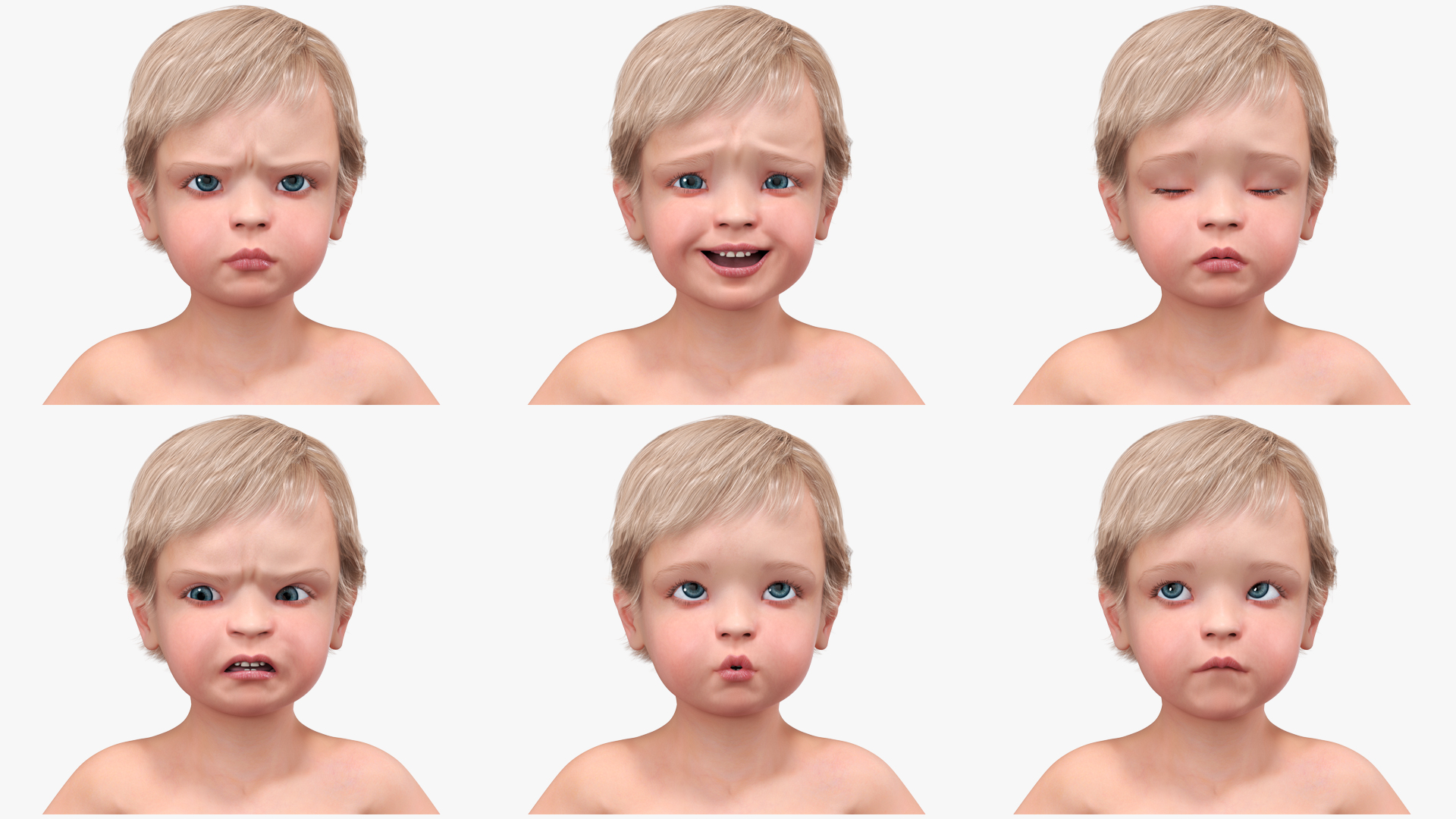 One Year Old Baby Rigged 3D model