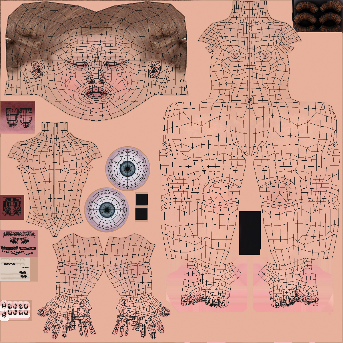 One Year Old Baby Rigged 3D model
