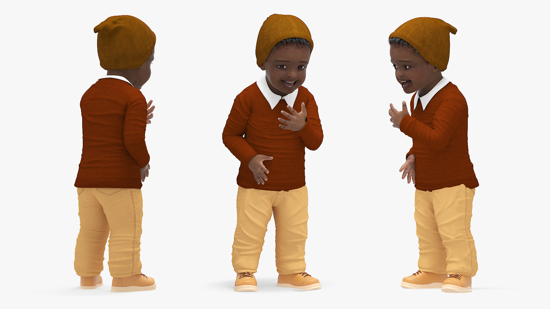 Little Black Boy Everyday Autumn Clothes Rigged 3D