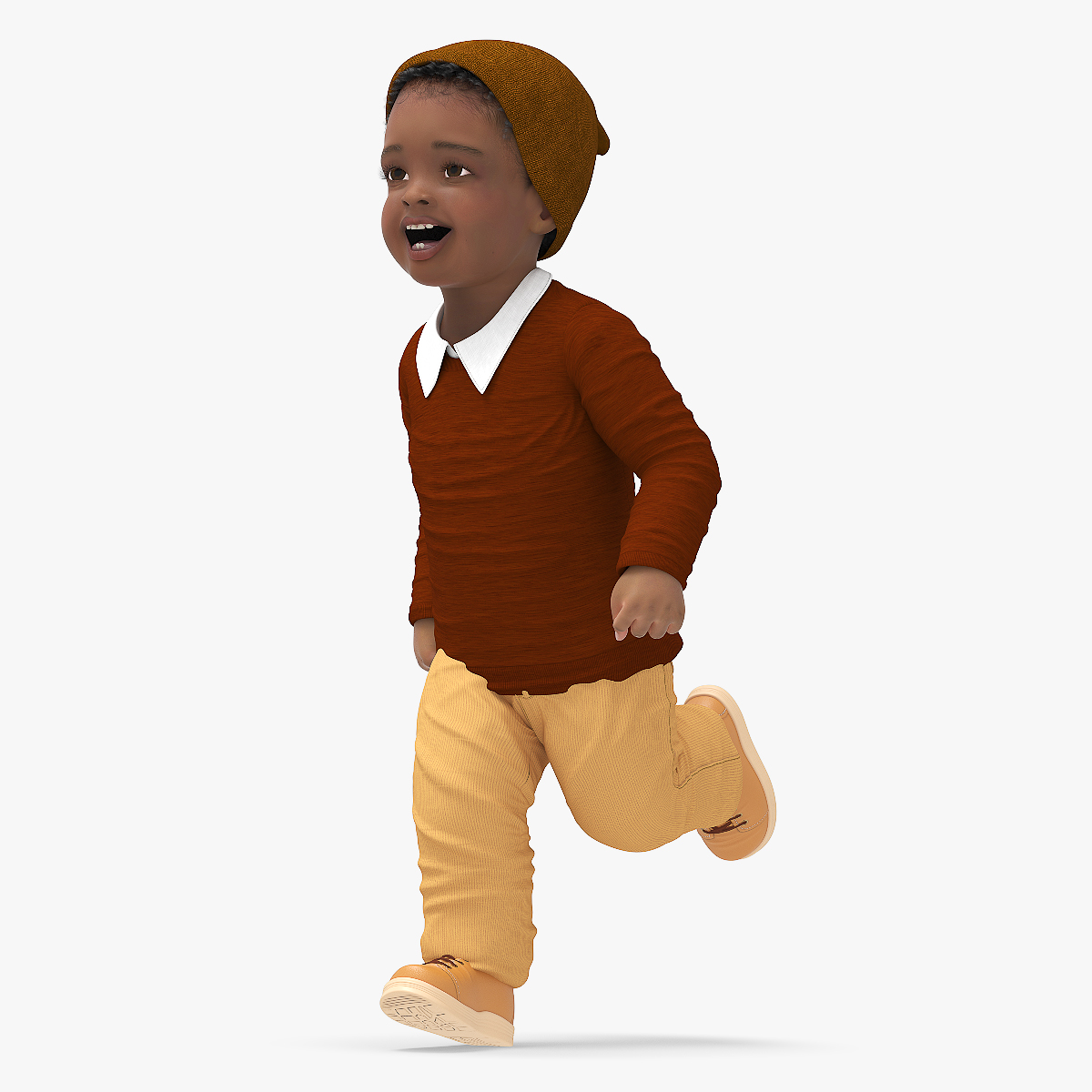 Little Black Boy Everyday Autumn Clothes Rigged 3D