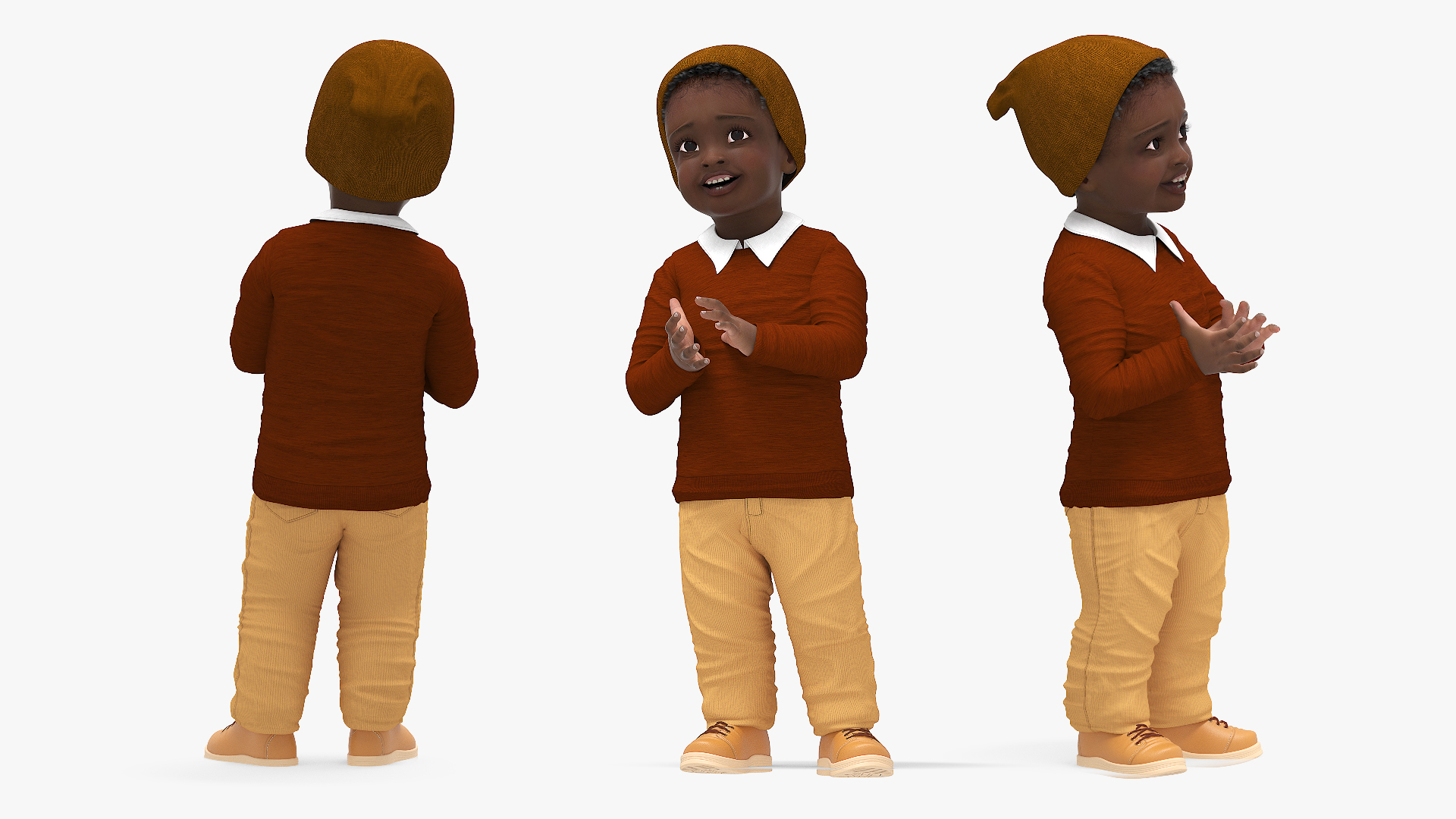 Little Black Boy Everyday Autumn Clothes Rigged 3D