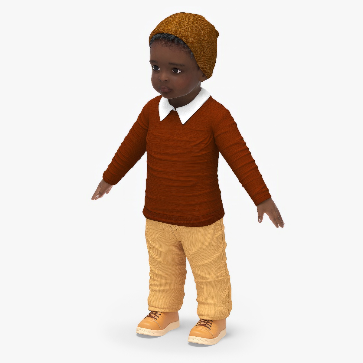 Little Black Boy Everyday Autumn Clothes Rigged 3D