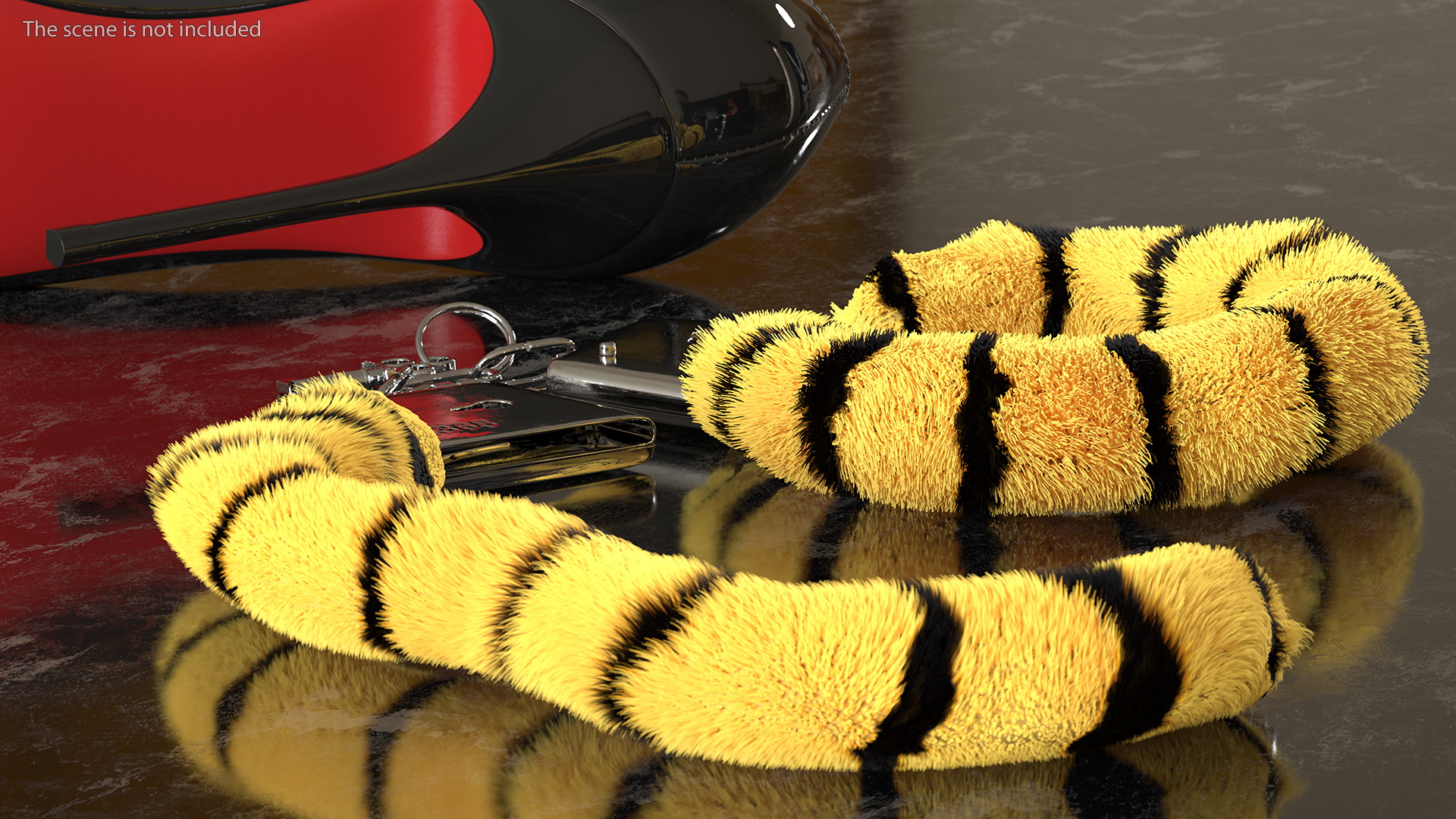 3D model Unfastened Tiger Handcuffs Fur