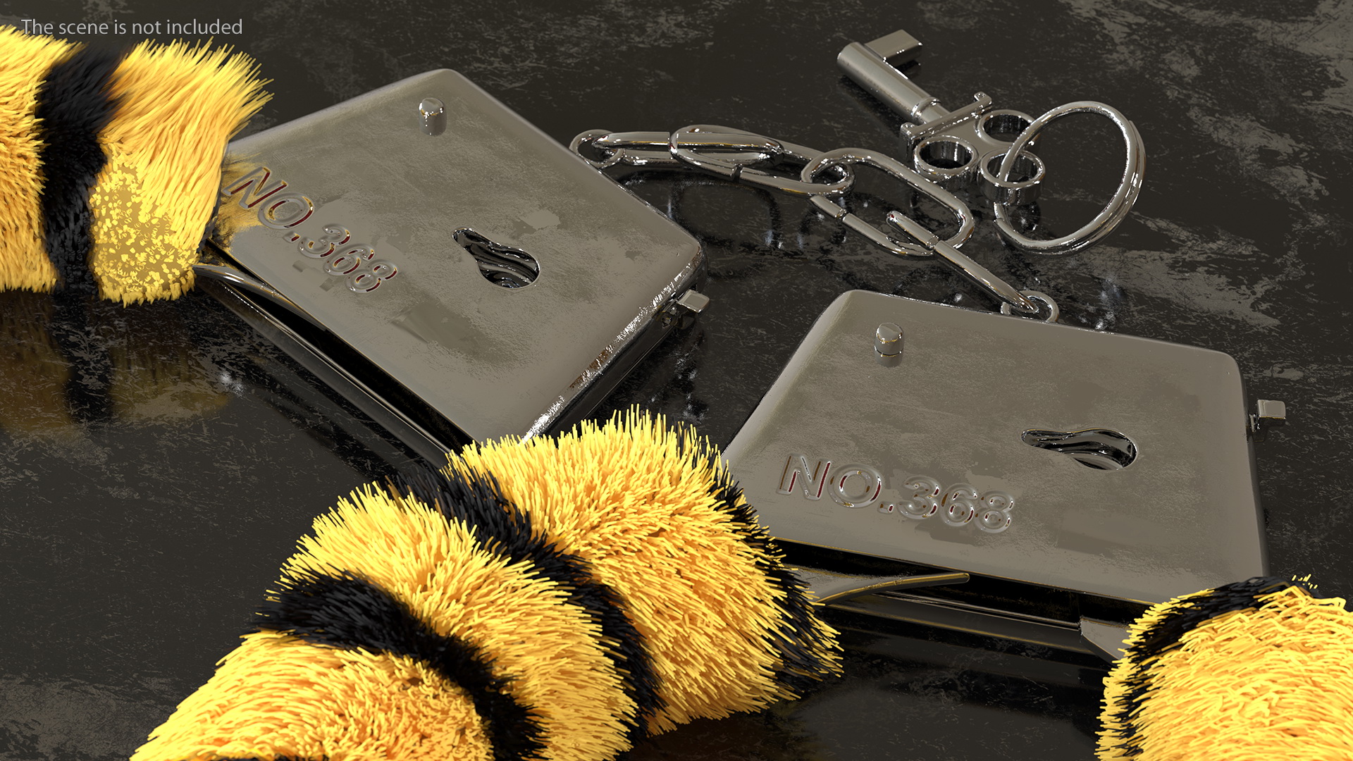 3D model Unfastened Tiger Handcuffs Fur