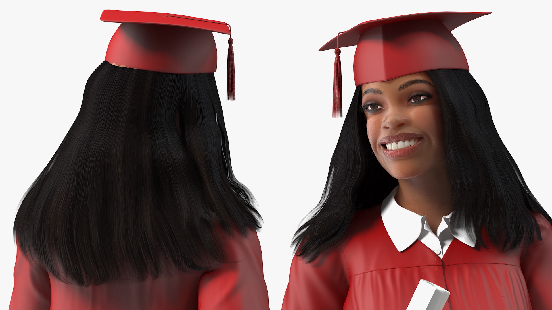 3D Light Skin Graduation Gown Woman Standing Pose