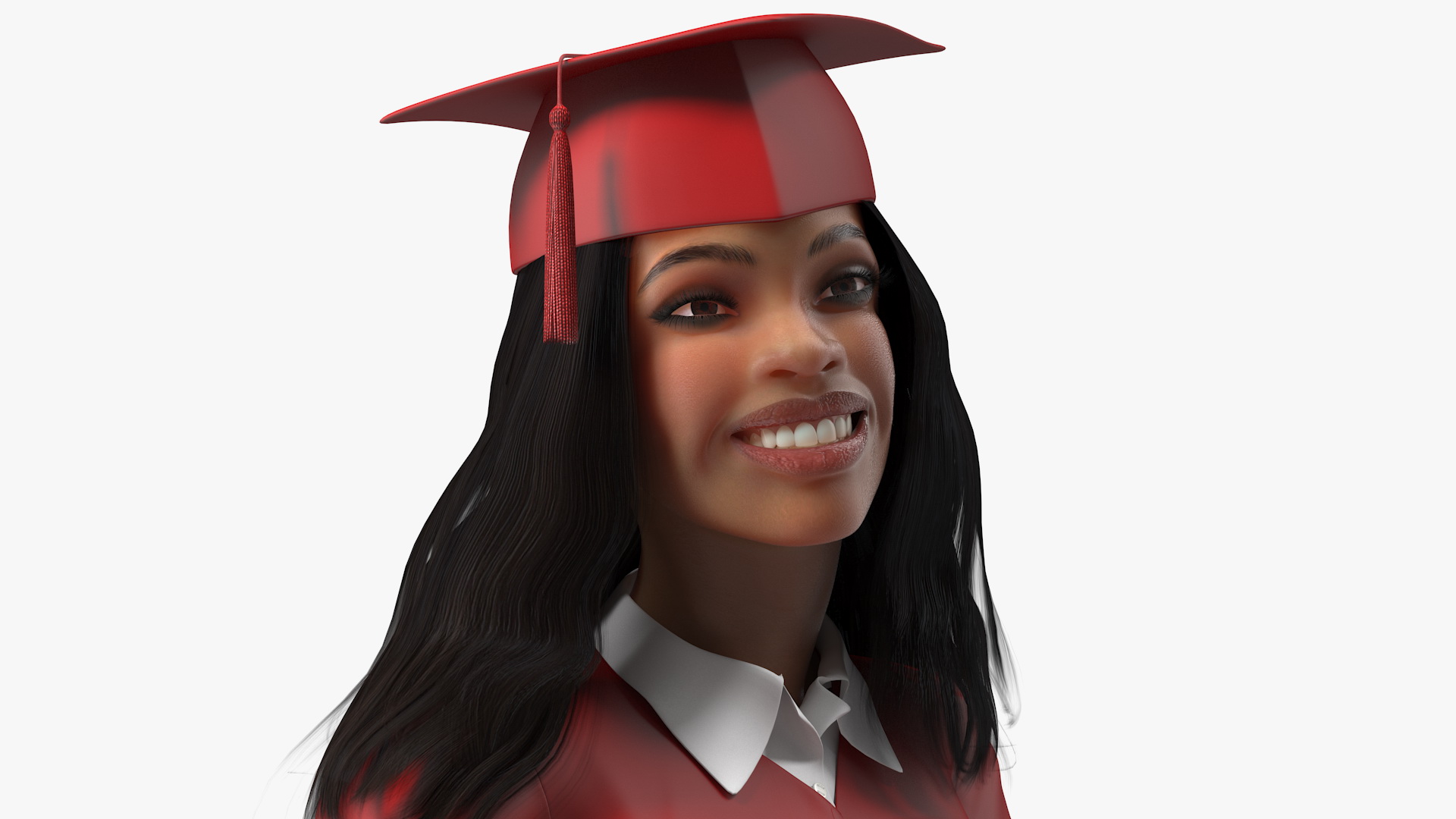 3D Light Skin Graduation Gown Woman Standing Pose