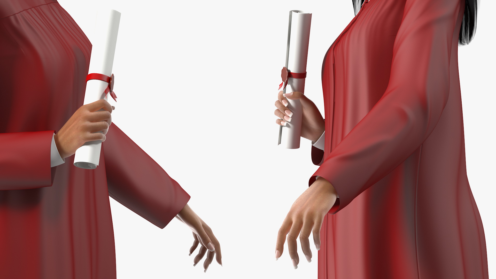 3D Light Skin Graduation Gown Woman Standing Pose