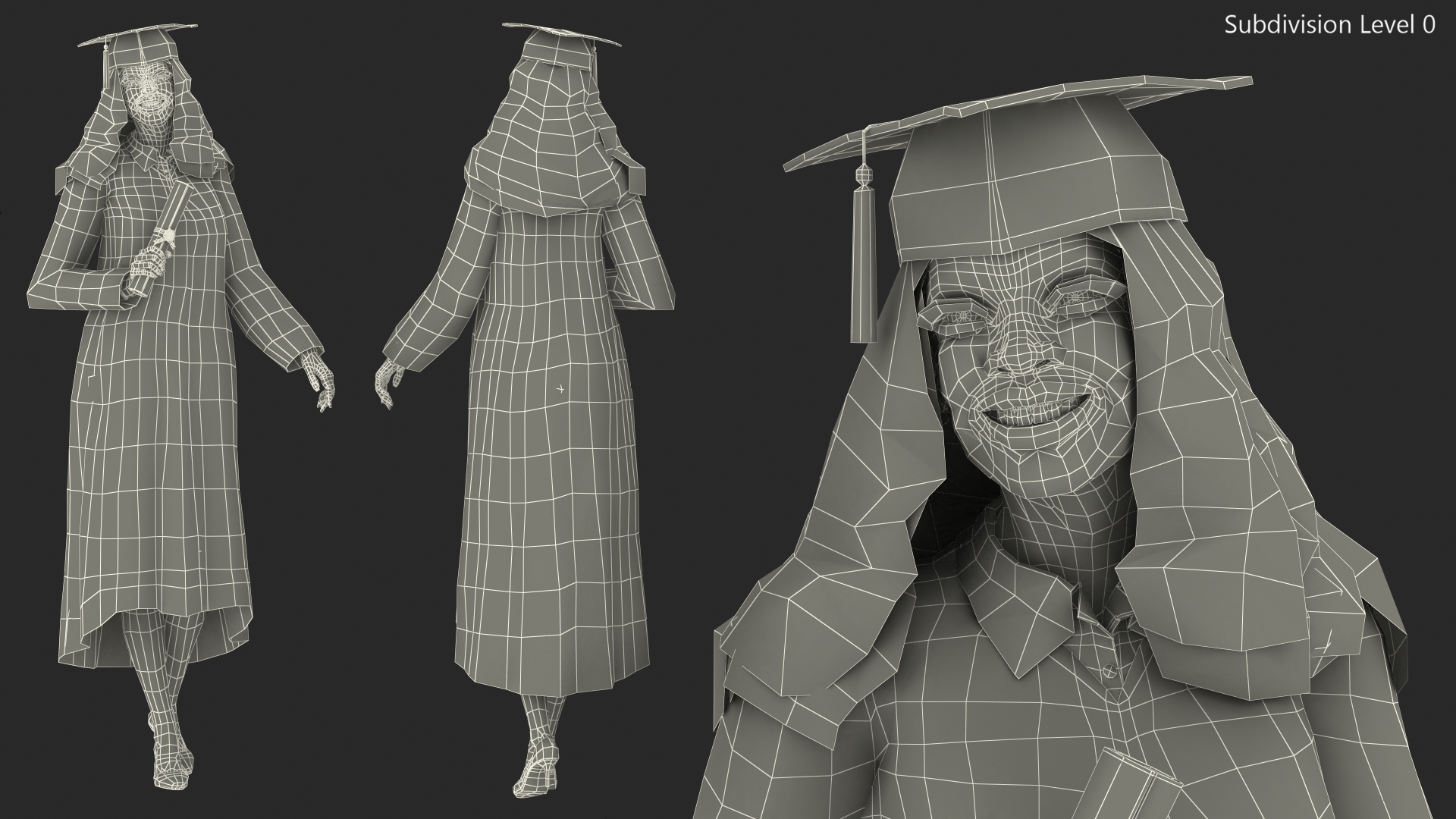 3D Light Skin Graduation Gown Woman Standing Pose