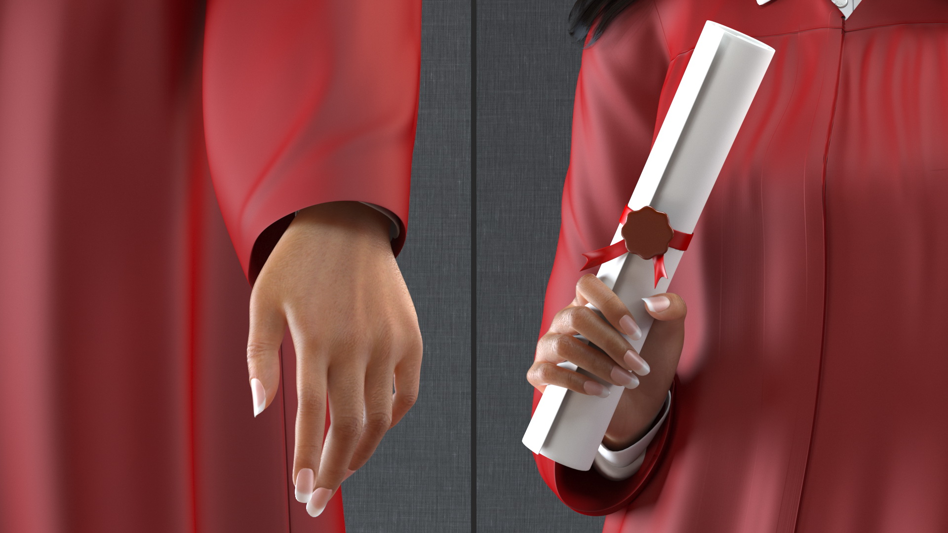 3D Light Skin Graduation Gown Woman Standing Pose