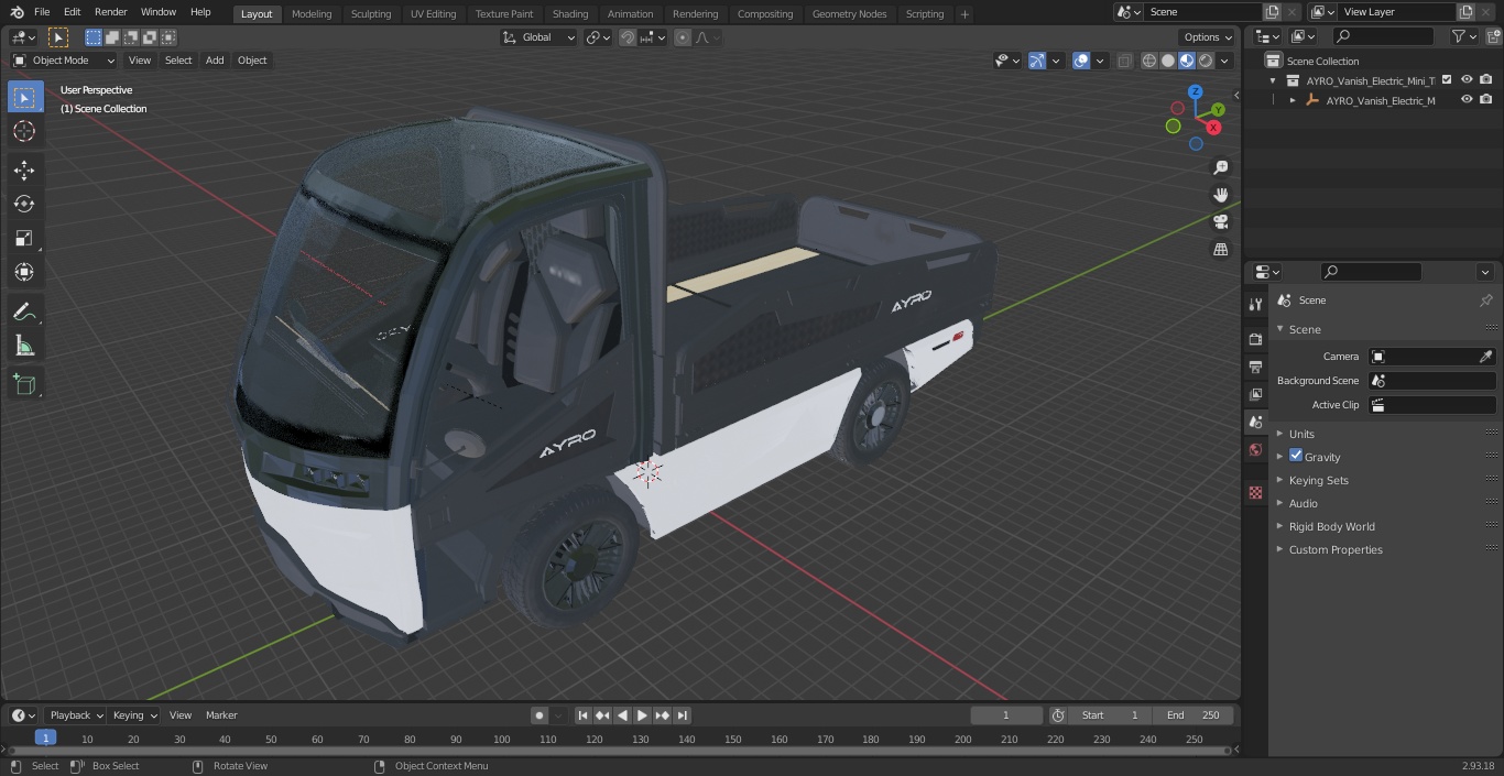AYRO Vanish Electric Mini Truck Pickup Bed 3D
