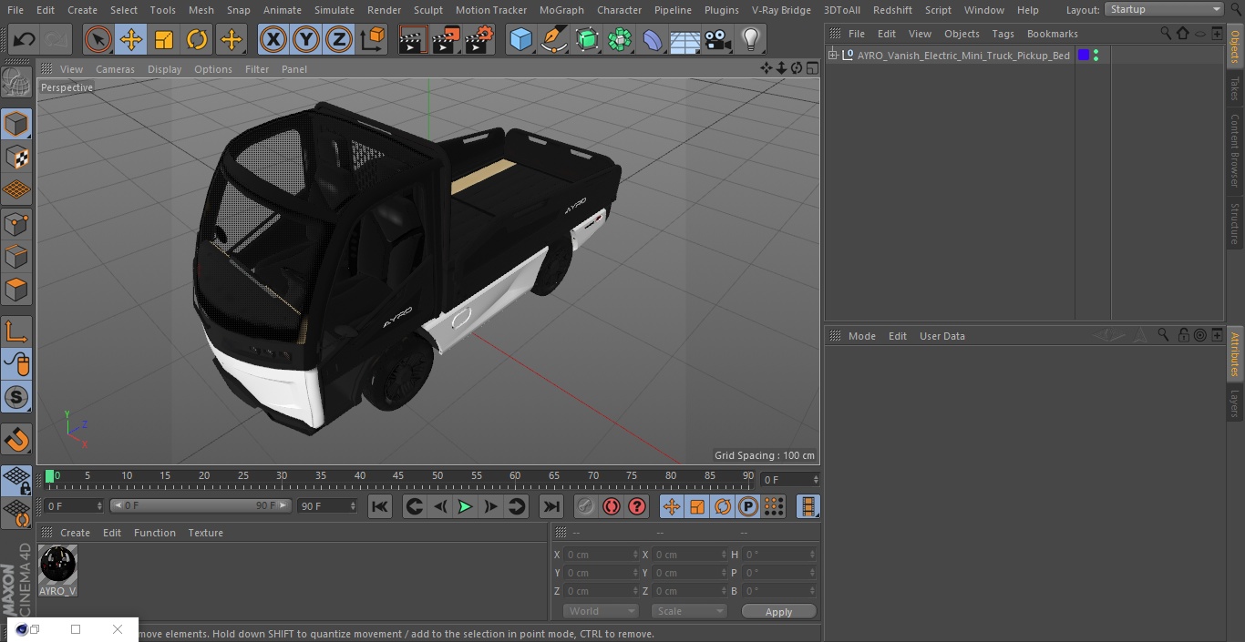 AYRO Vanish Electric Mini Truck Pickup Bed 3D