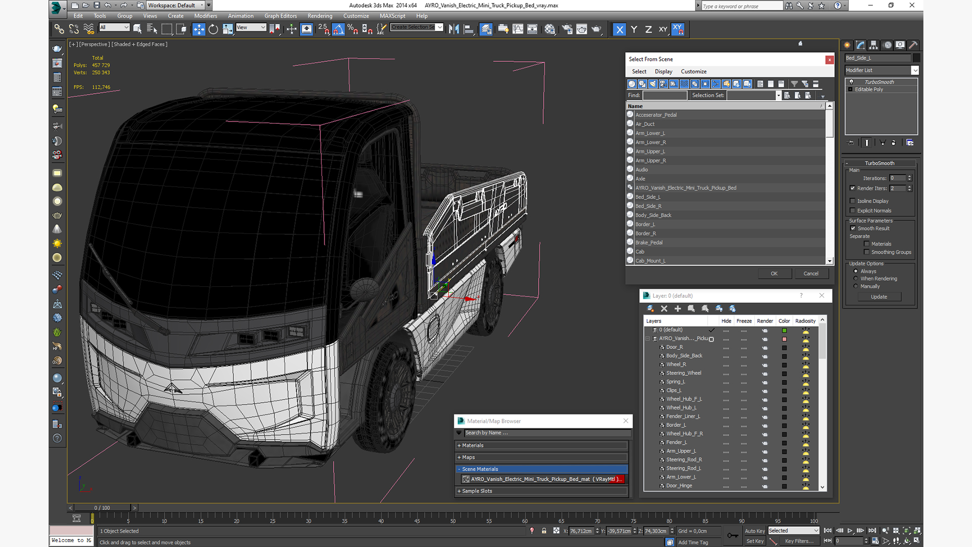 AYRO Vanish Electric Mini Truck Pickup Bed 3D