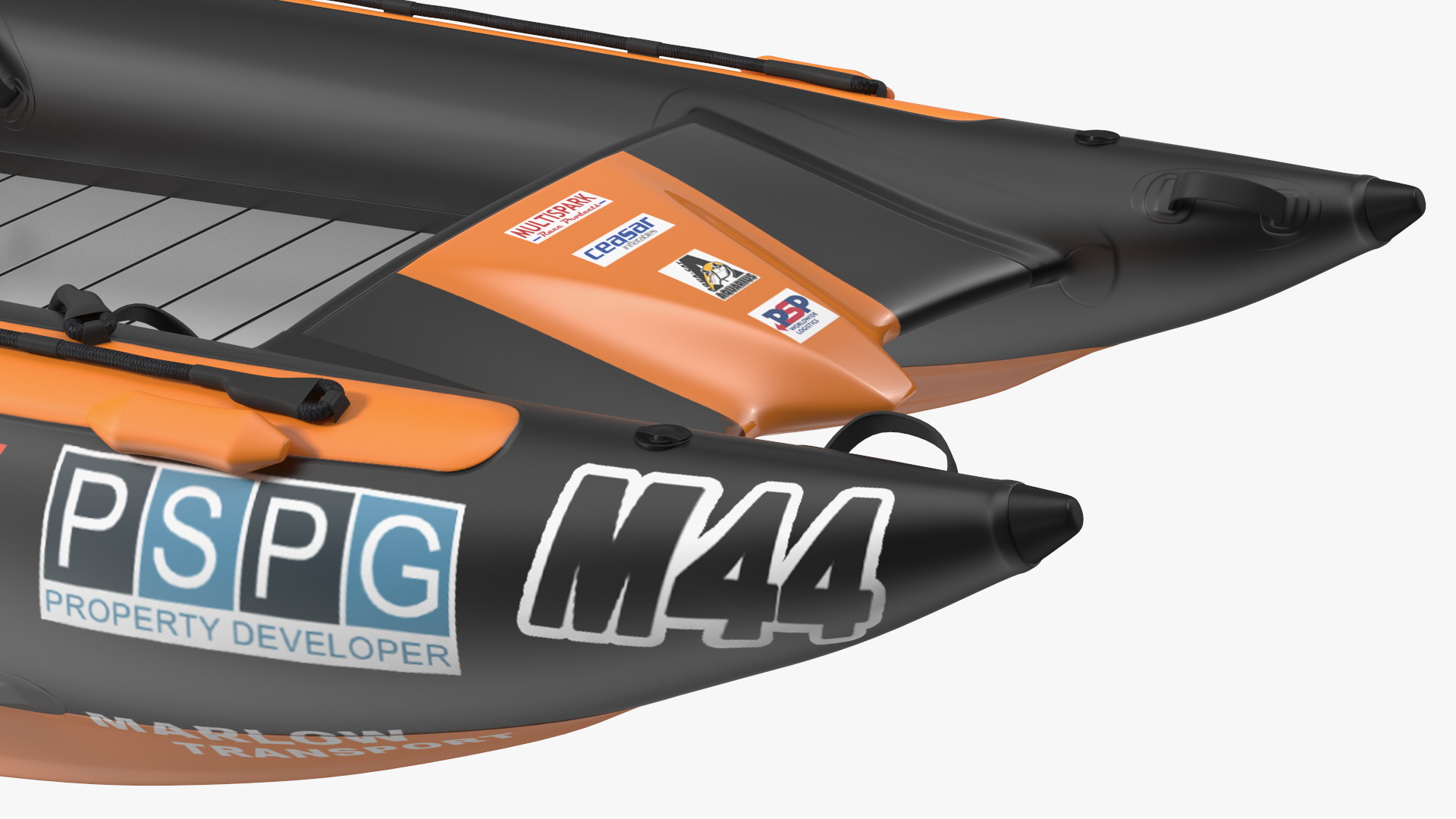 Racing Boat Gemini Zapcat F1 with Engine Orange Rigged 3D model