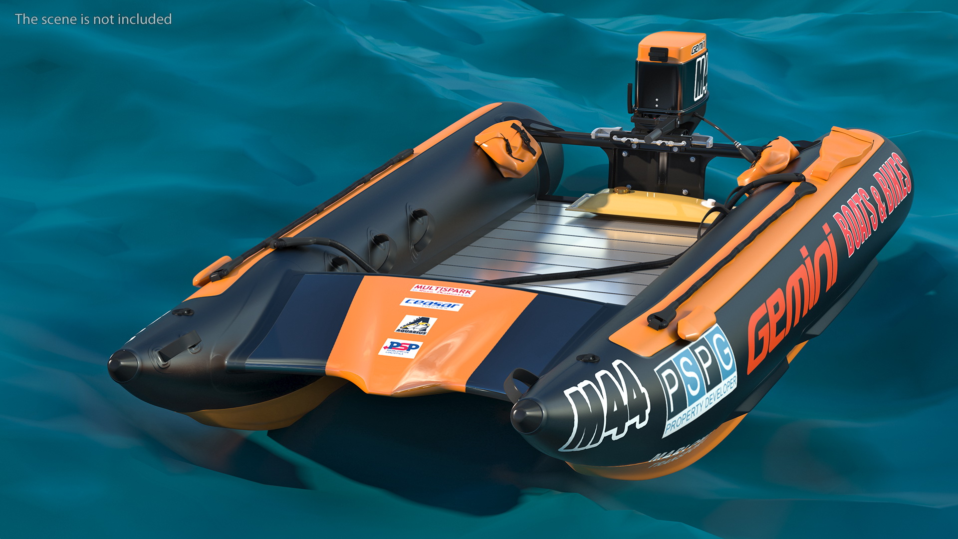 Racing Boat Gemini Zapcat F1 with Engine Orange Rigged 3D model