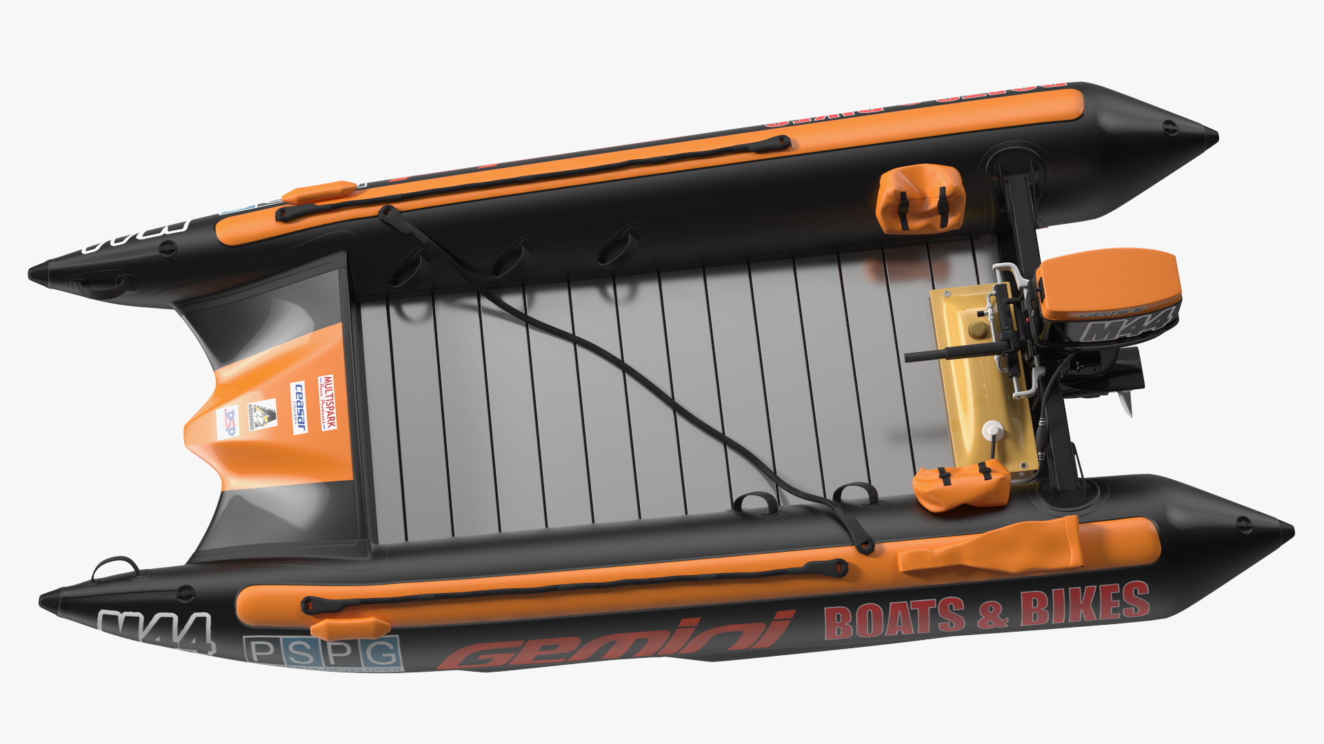 Racing Boat Gemini Zapcat F1 with Engine Orange Rigged 3D model