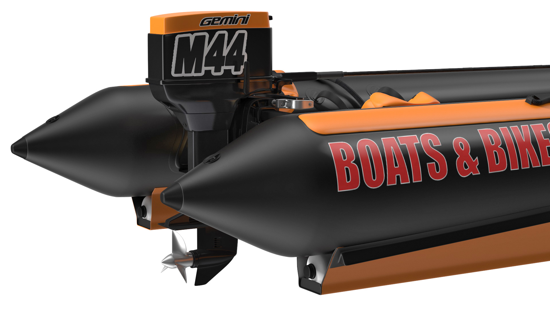 Racing Boat Gemini Zapcat F1 with Engine Orange Rigged 3D model