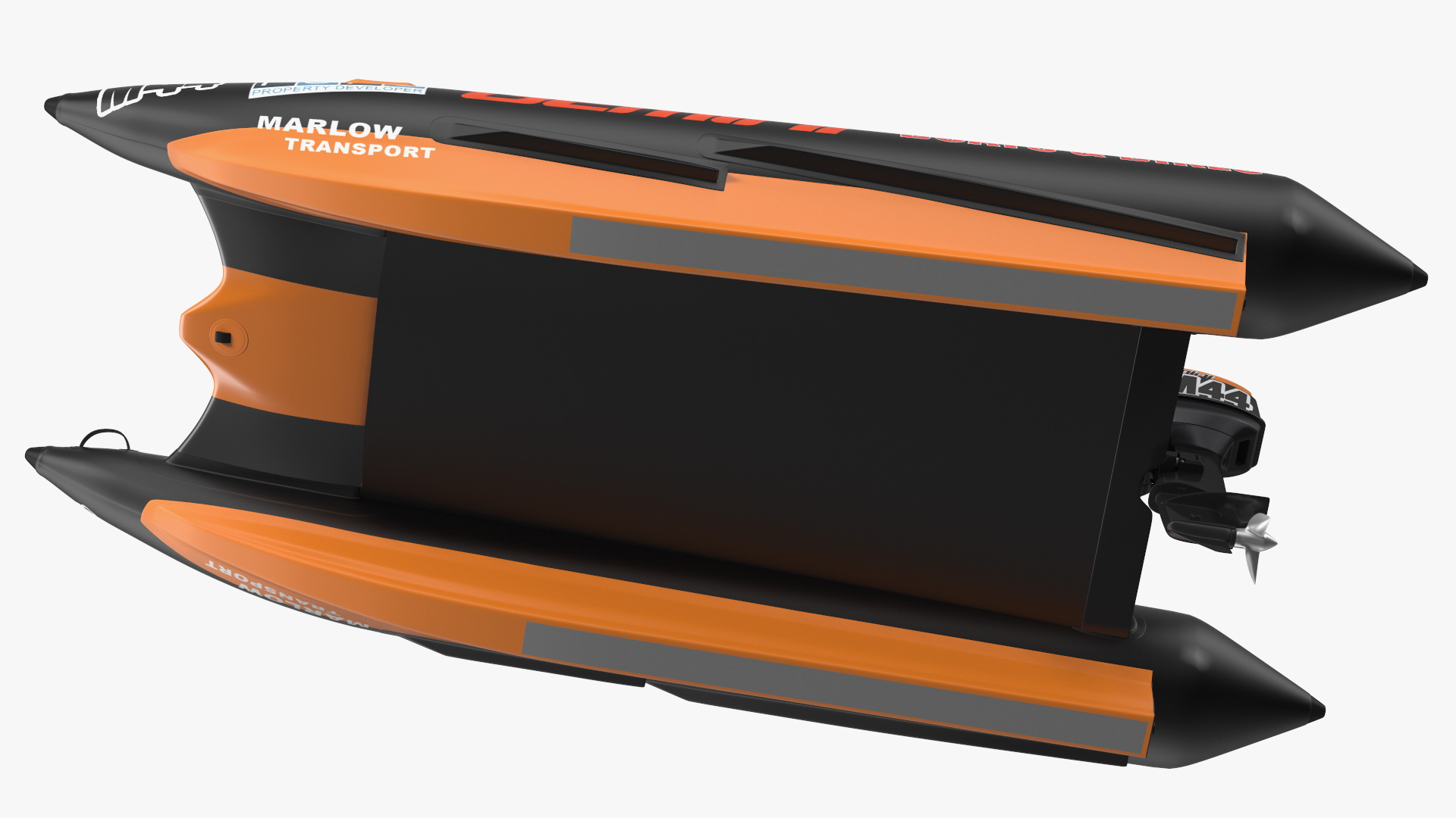 Racing Boat Gemini Zapcat F1 with Engine Orange Rigged 3D model