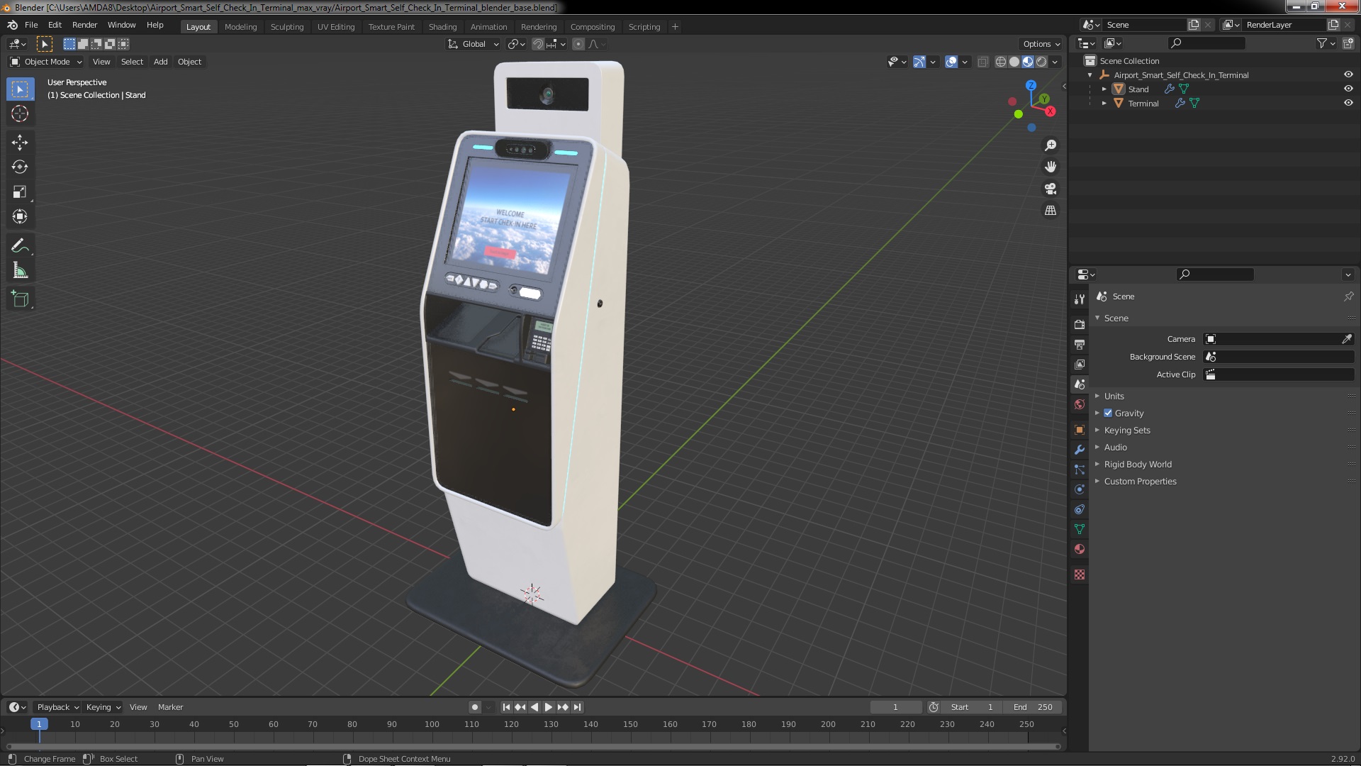 3D Airport Smart Self Check In Terminal