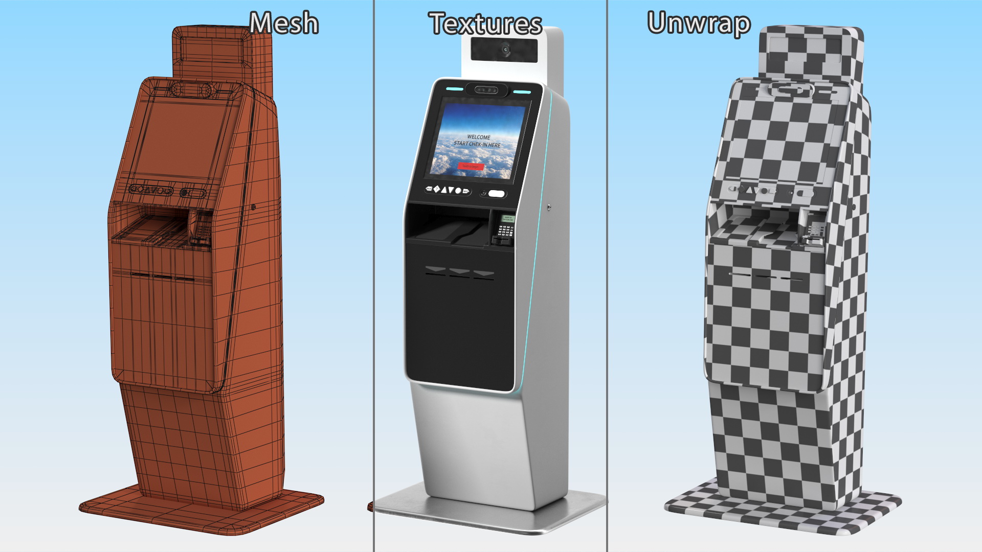 3D Airport Smart Self Check In Terminal
