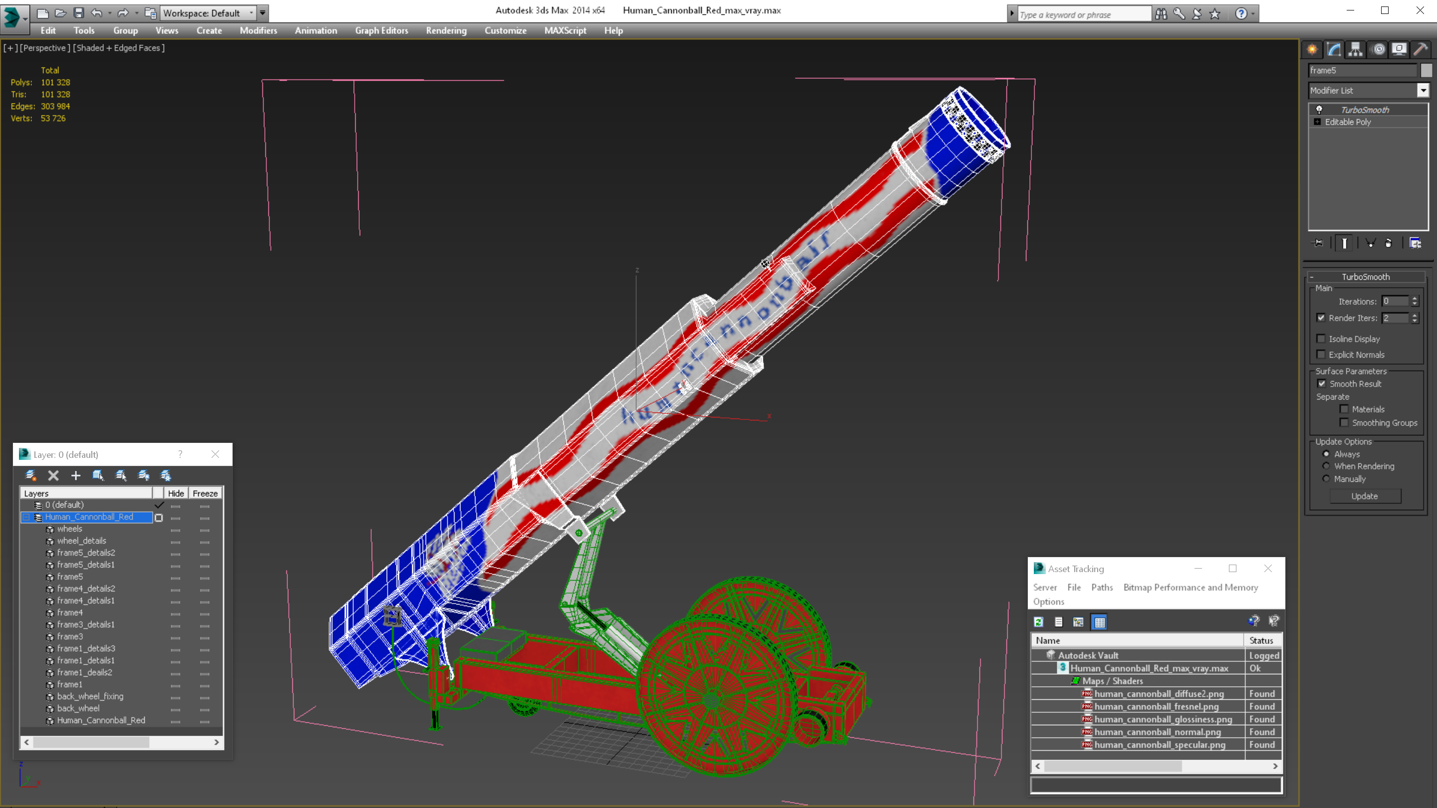 3D model Human Cannonball Red