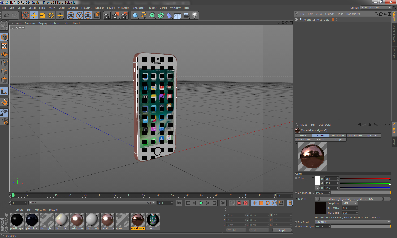 iPhone SE Rose Gold 3D model