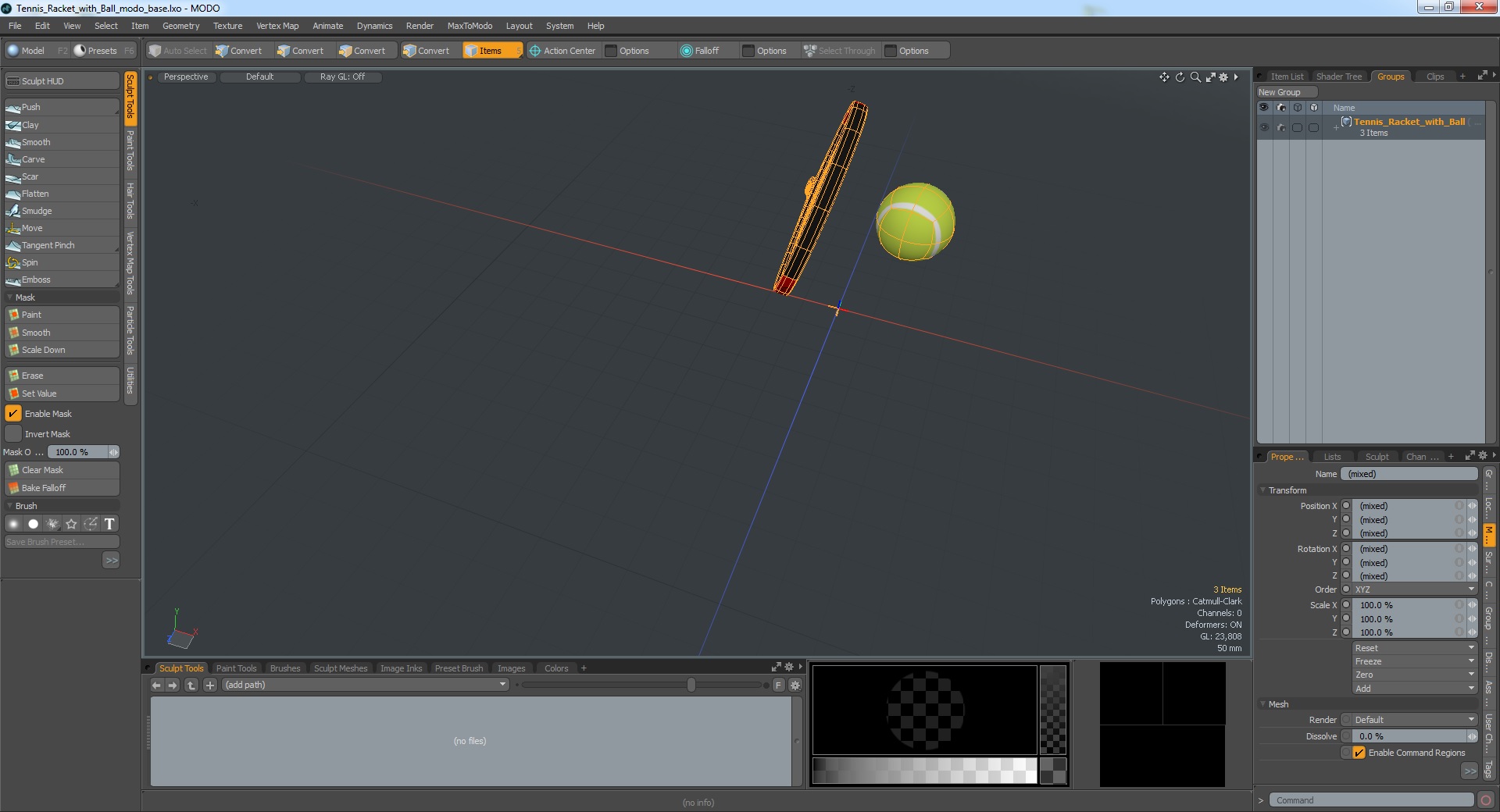 3D Tennis Racket with Ball model