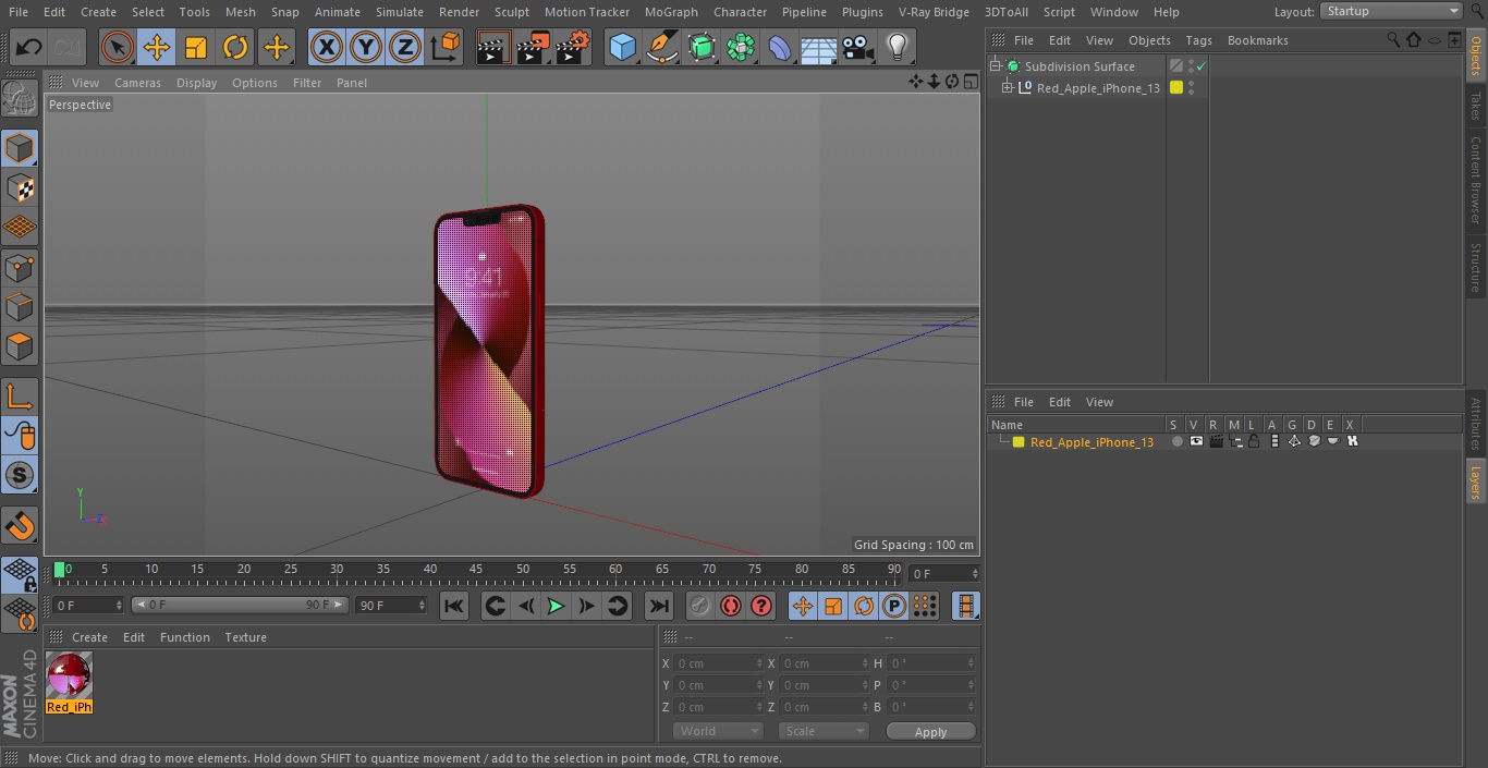 Red Apple iPhone 13 3D model