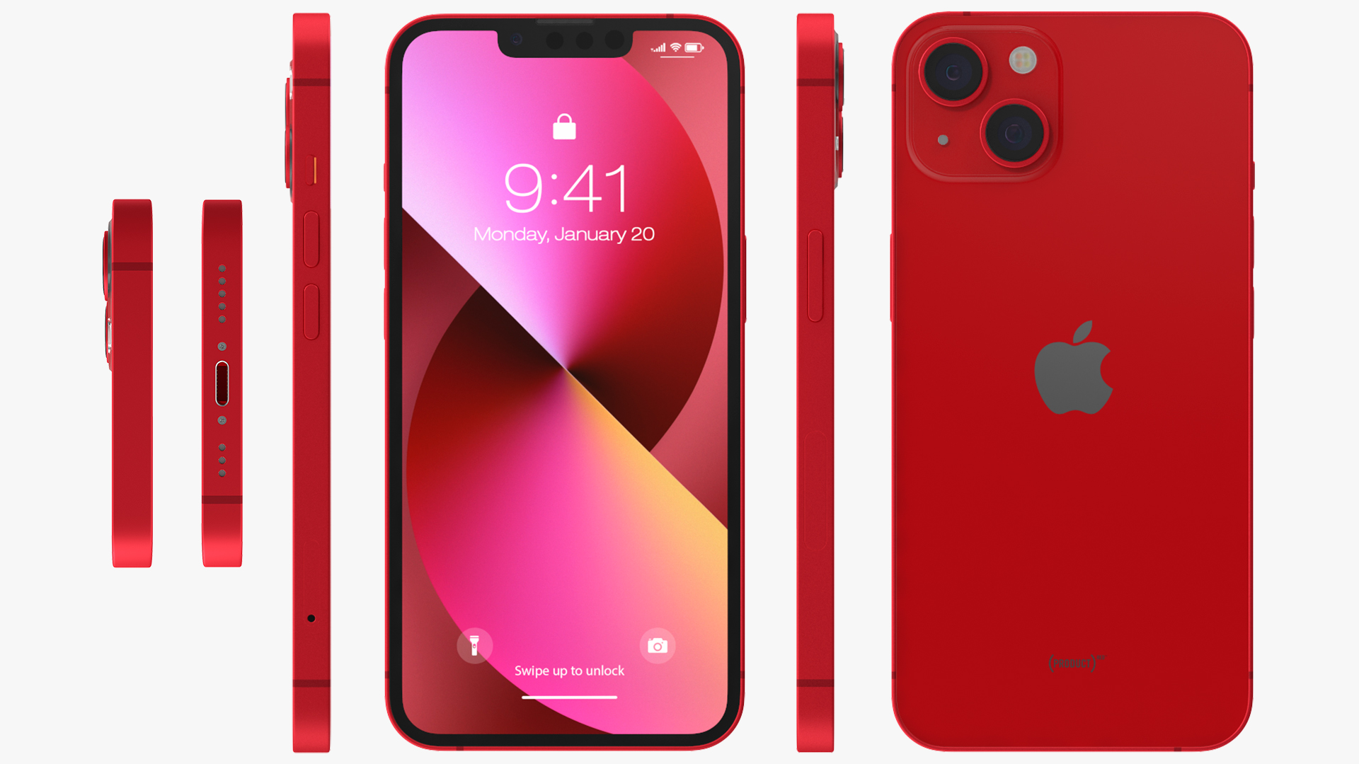 Red Apple iPhone 13 3D model