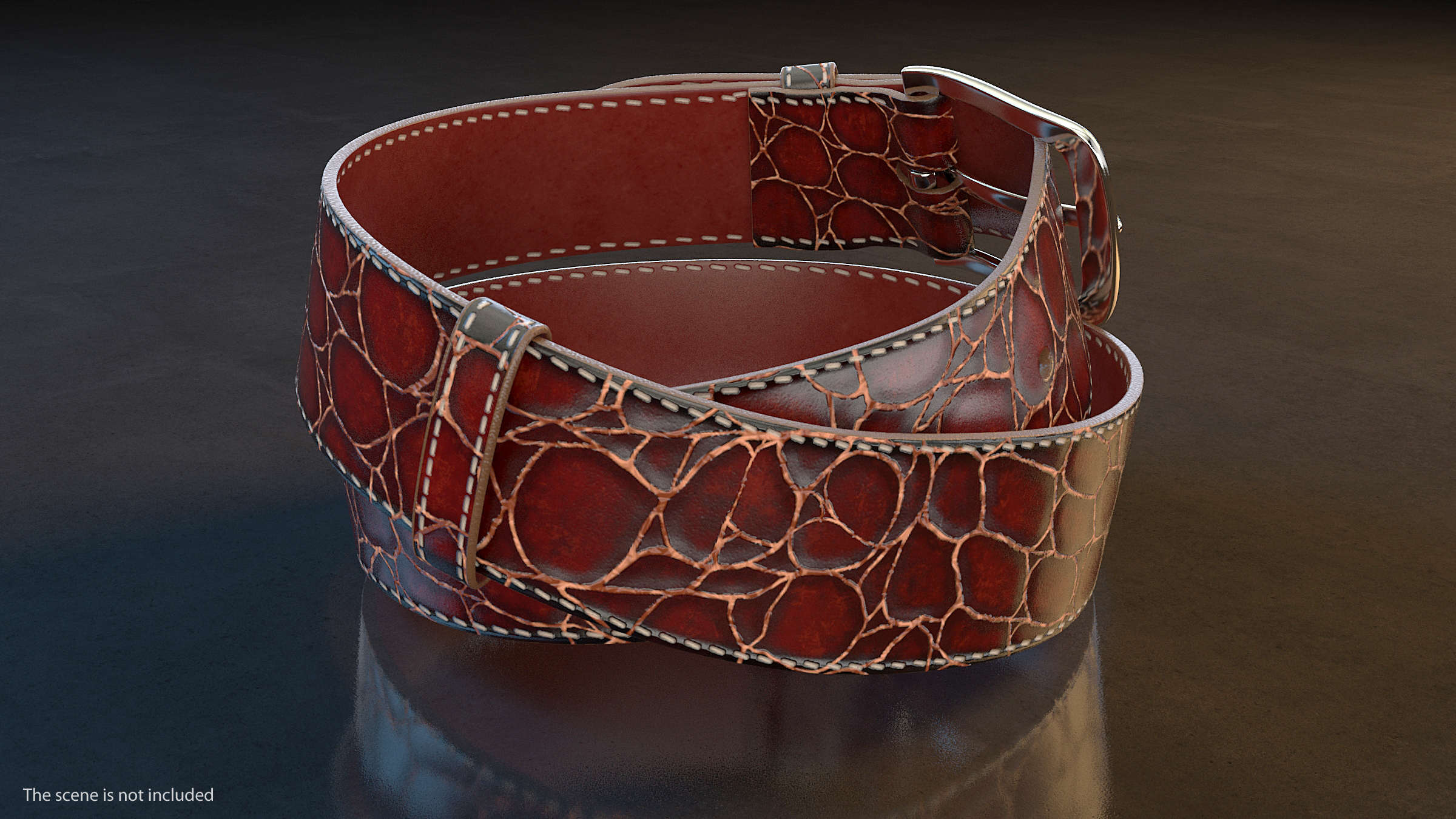 3D Crocodile Skin Belt For Men Red