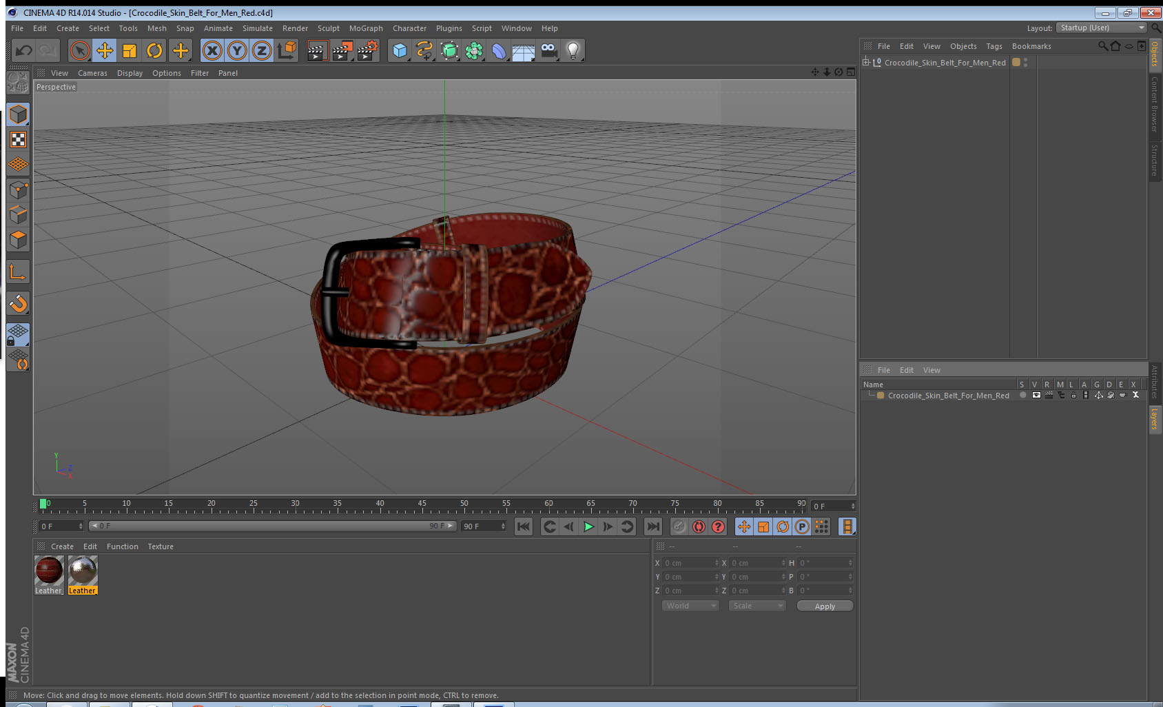 3D Crocodile Skin Belt For Men Red