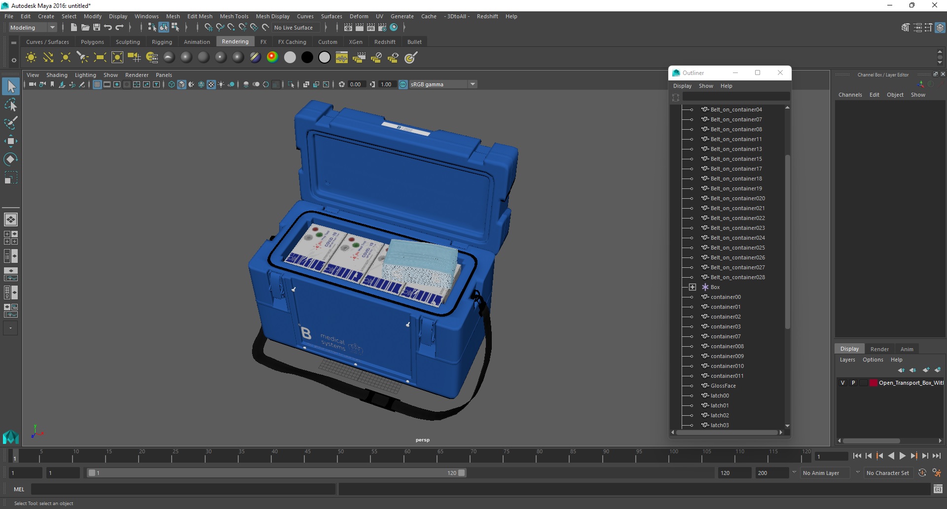 3D model Open Transport Box With Covid Tests and Masks