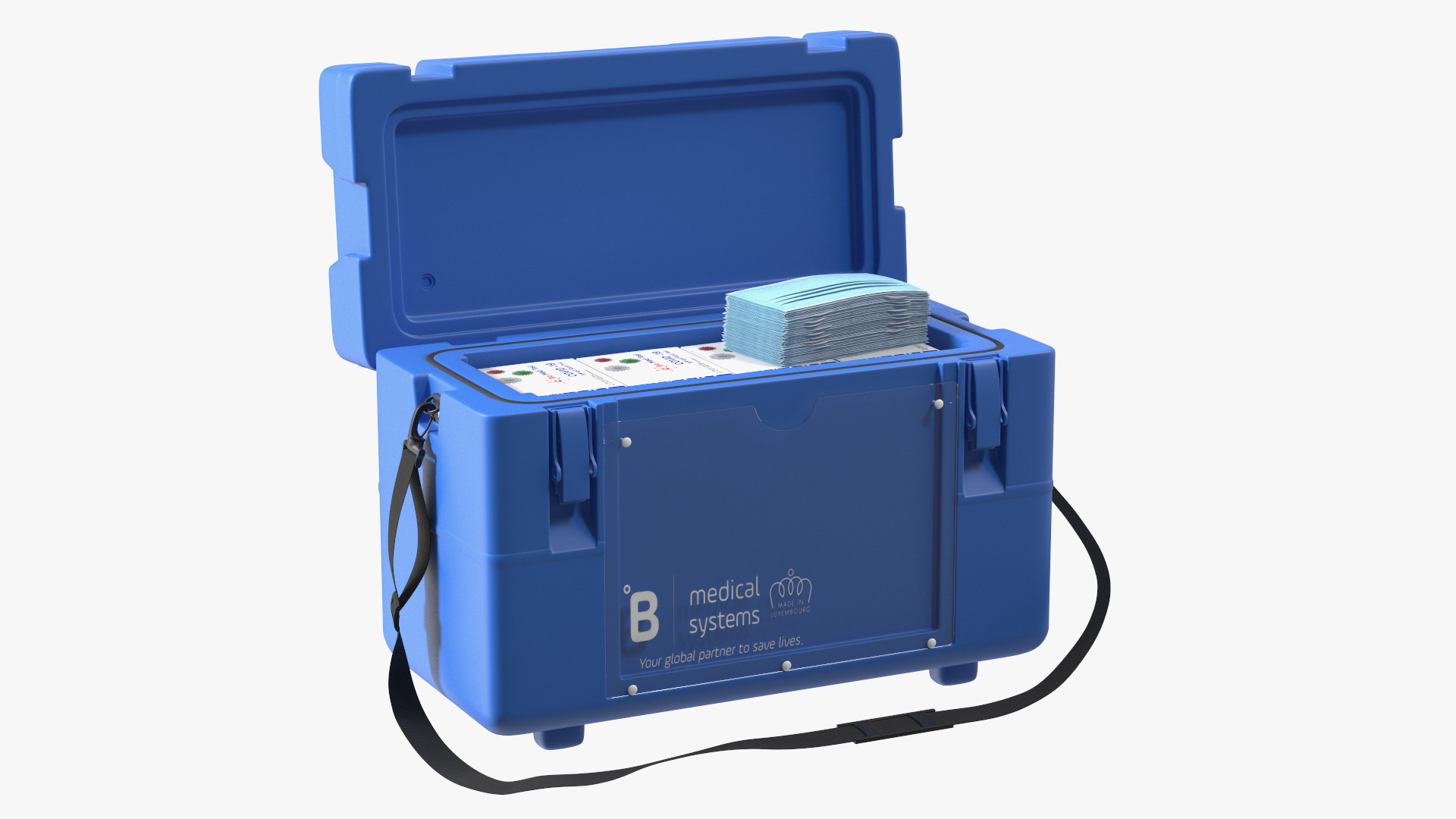 3D model Open Transport Box With Covid Tests and Masks