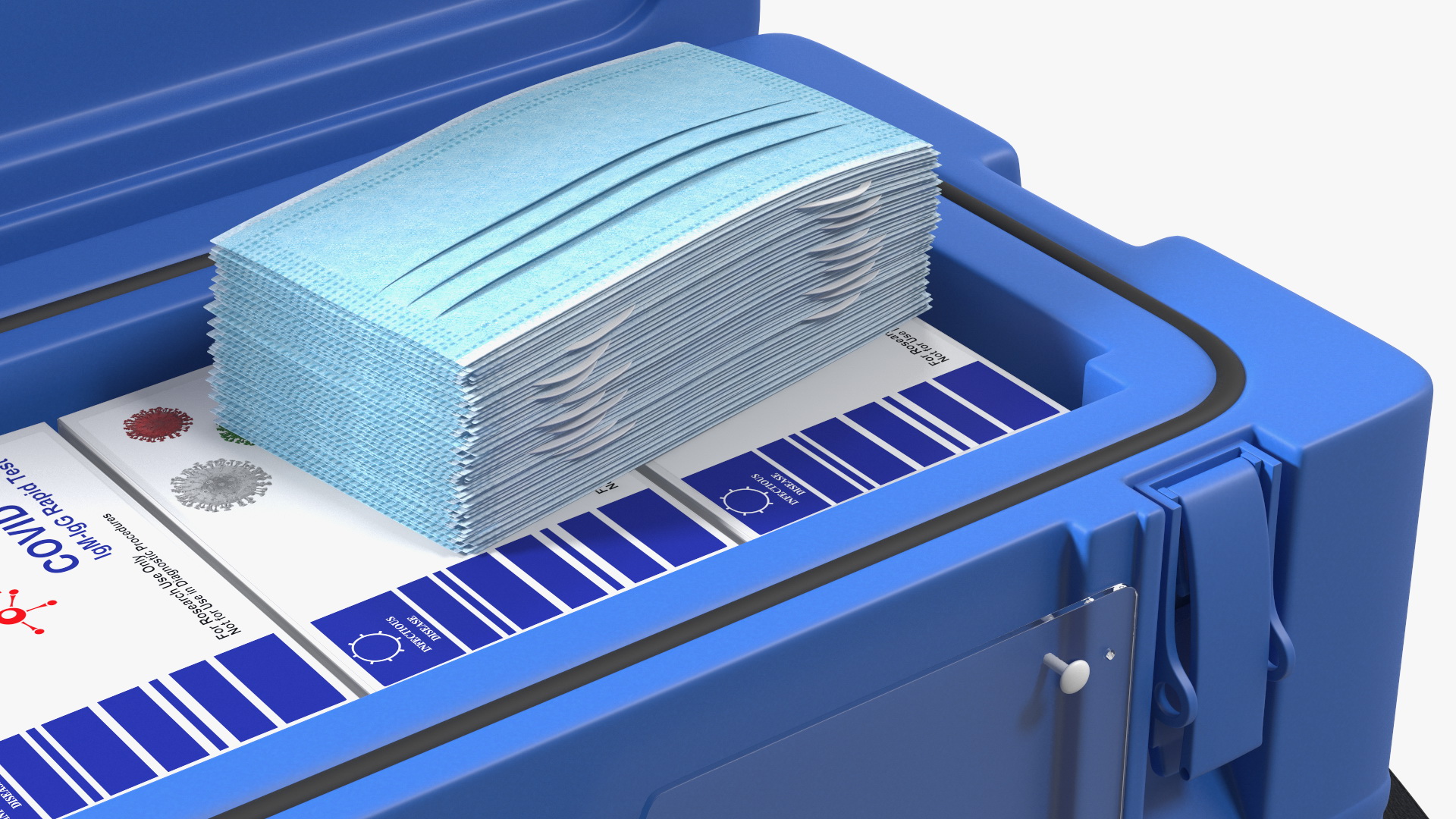 3D model Open Transport Box With Covid Tests and Masks