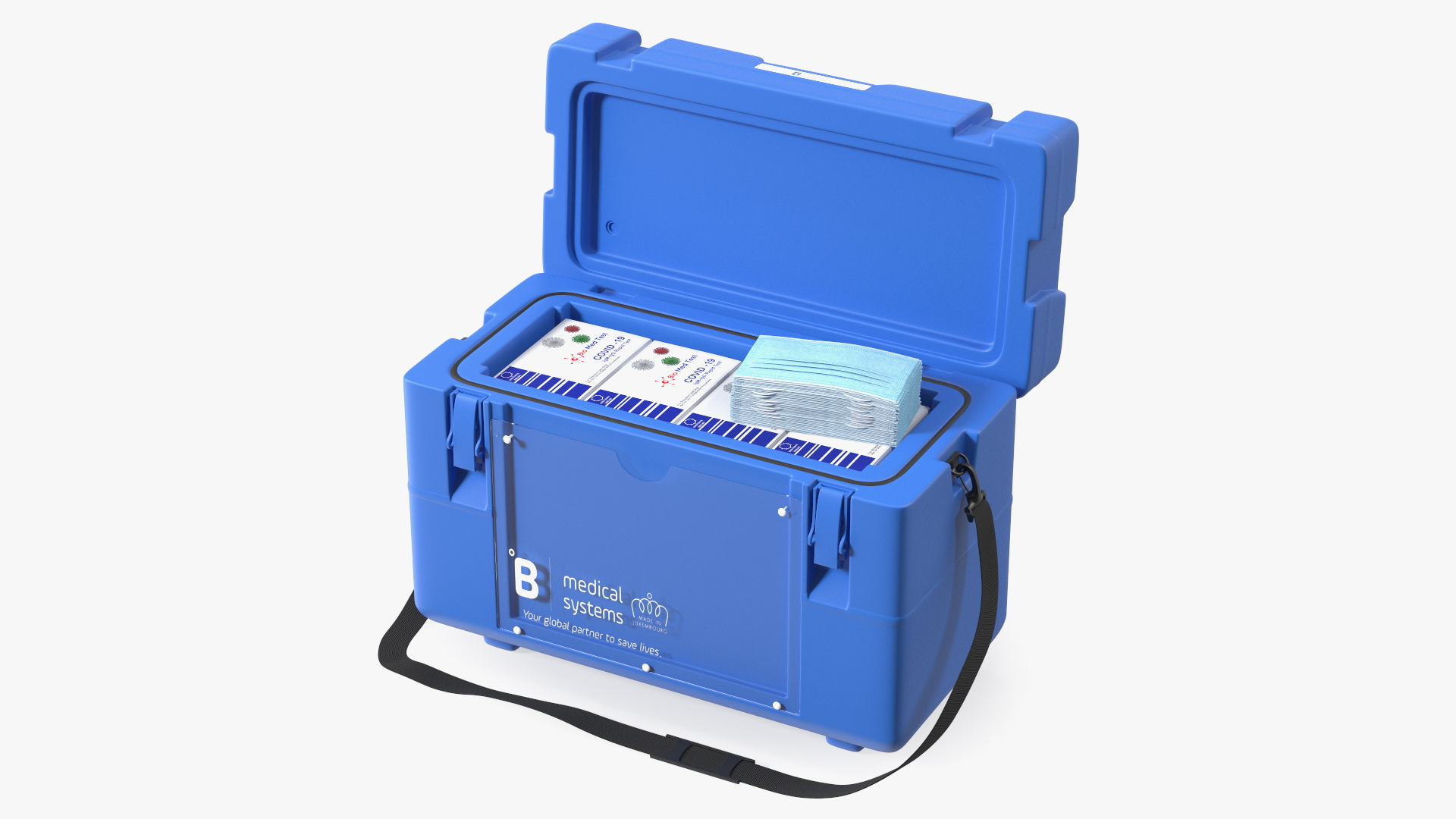 3D model Open Transport Box With Covid Tests and Masks
