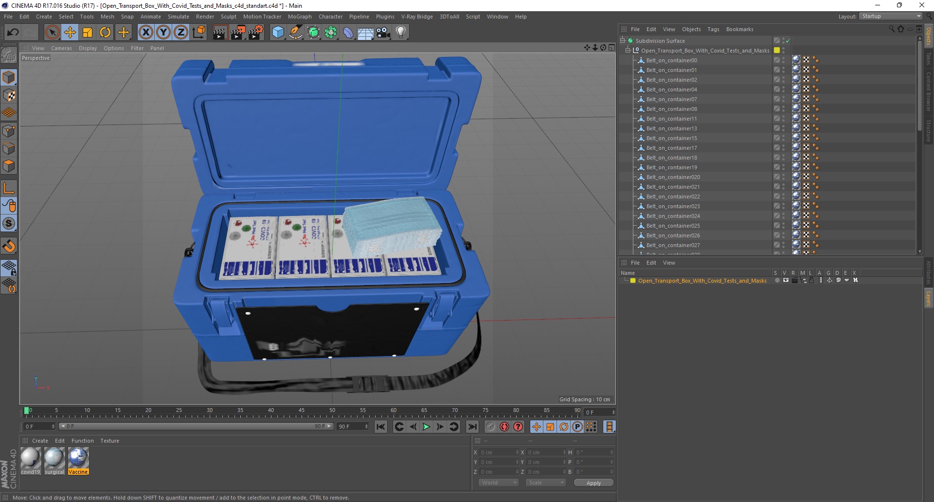 3D model Open Transport Box With Covid Tests and Masks